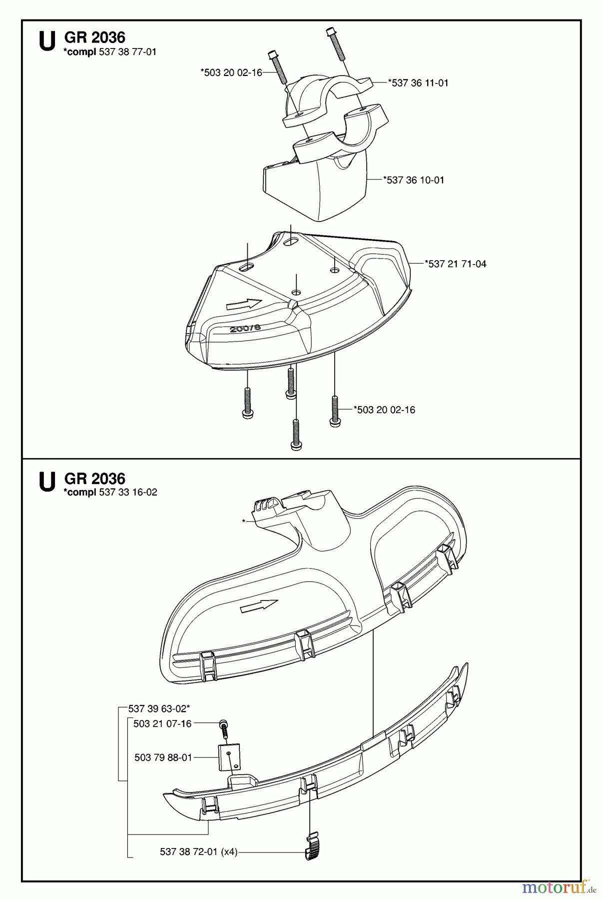 Jonsered Motorsensen, Trimmer GR2032 - Jonsered String/Brush Trimmer (2006-10) GUARDS #1