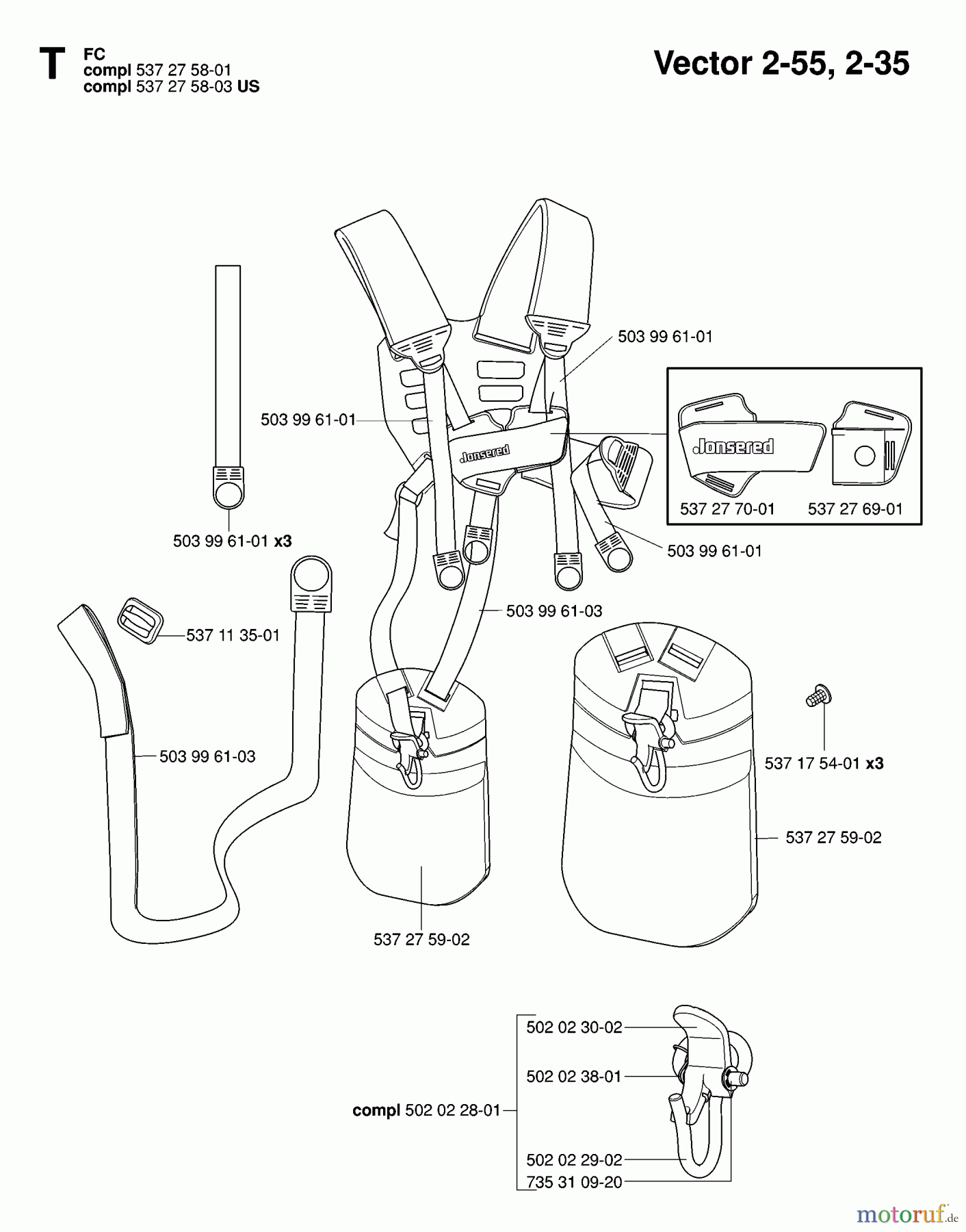 Jonsered Motorsensen, Trimmer GR2032 - Jonsered String/Brush Trimmer (2006-10) HARNESS