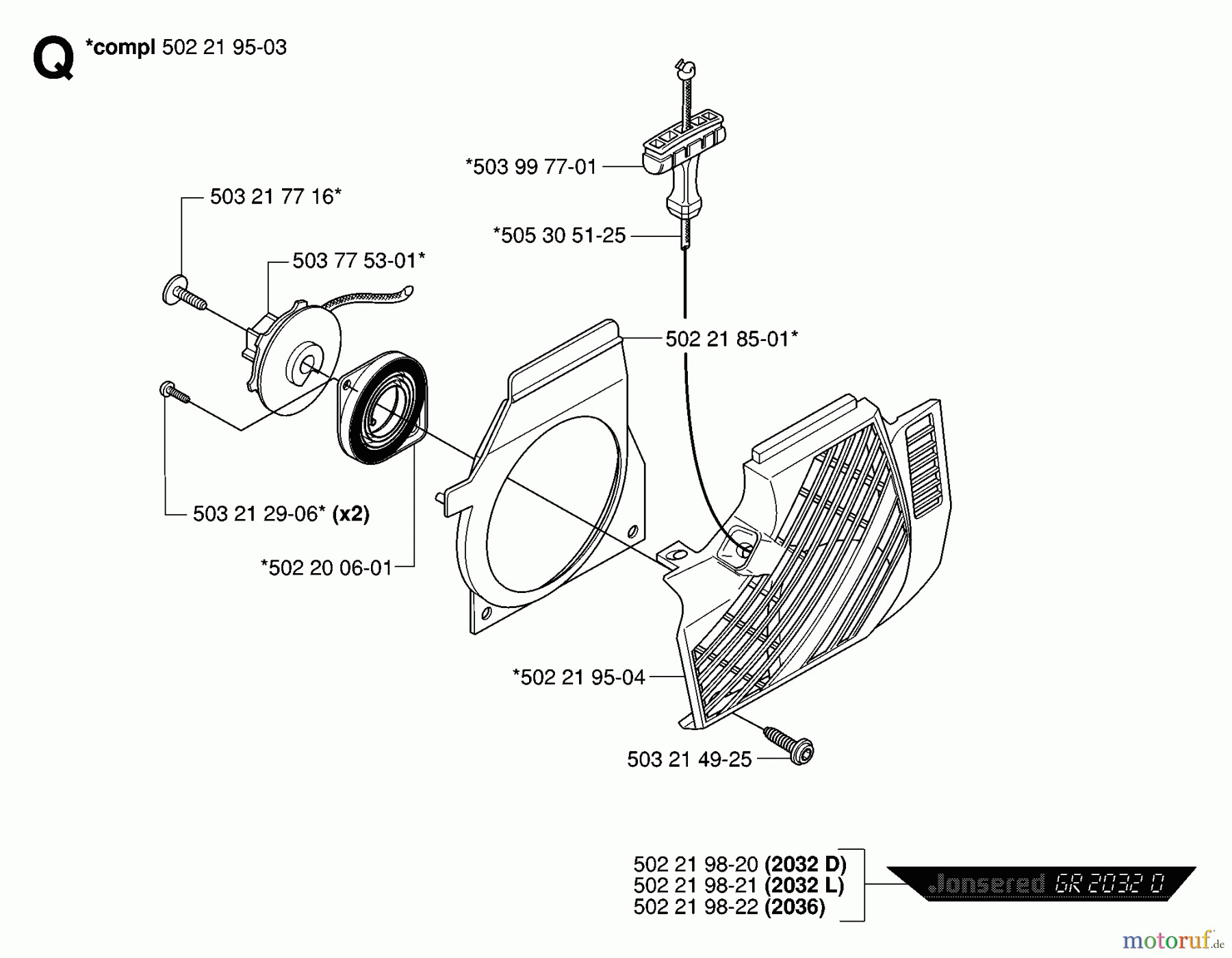 Jonsered Motorsensen, Trimmer GR2032 - Jonsered String/Brush Trimmer (2006-10) STARTER