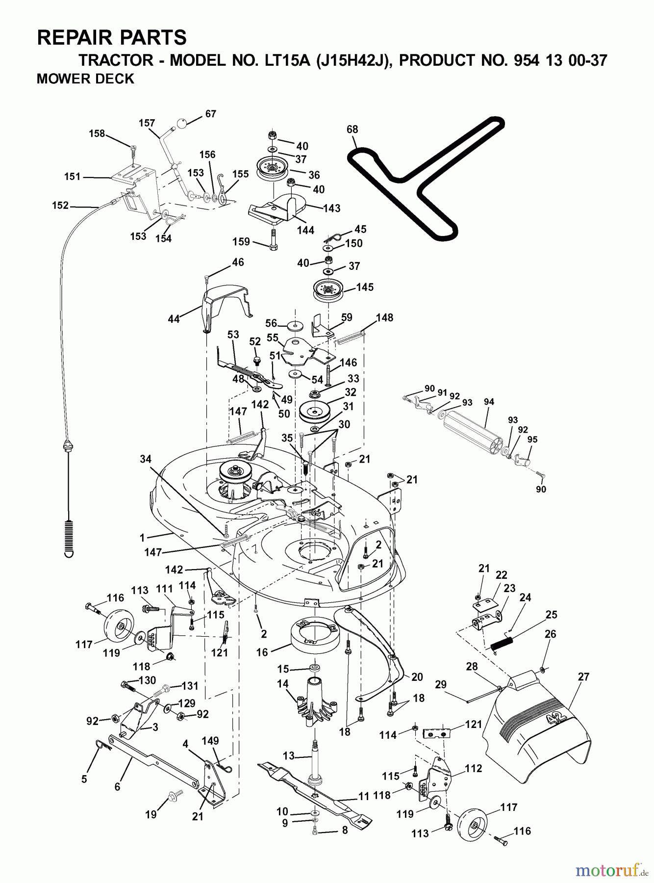 Jonsered Rasen  und Garten Traktoren LT15A (J15H42J, 954130037) - Jonsered Lawn & Garden Tractor (2001-01) MOWER DECK / CUTTING DECK