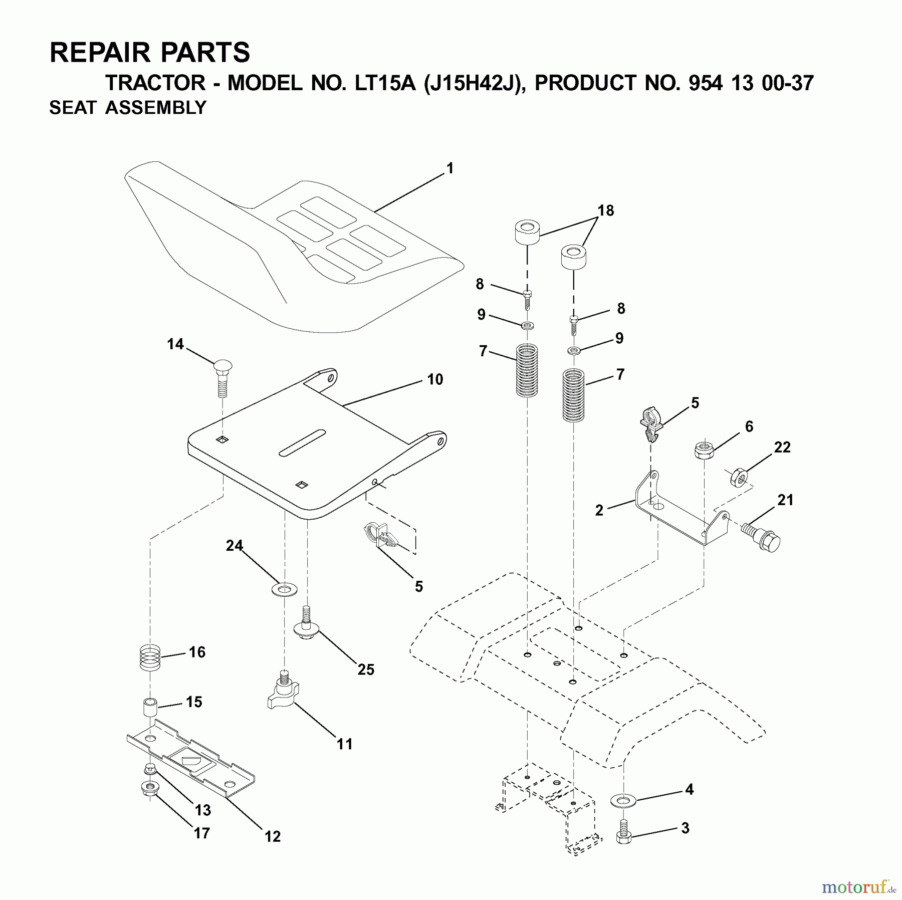 Jonsered Rasen und Garten Traktoren LT15A (J15H42J, 954130037) - Jonsered Lawn & Garden Tractor (2001-01) SEAT