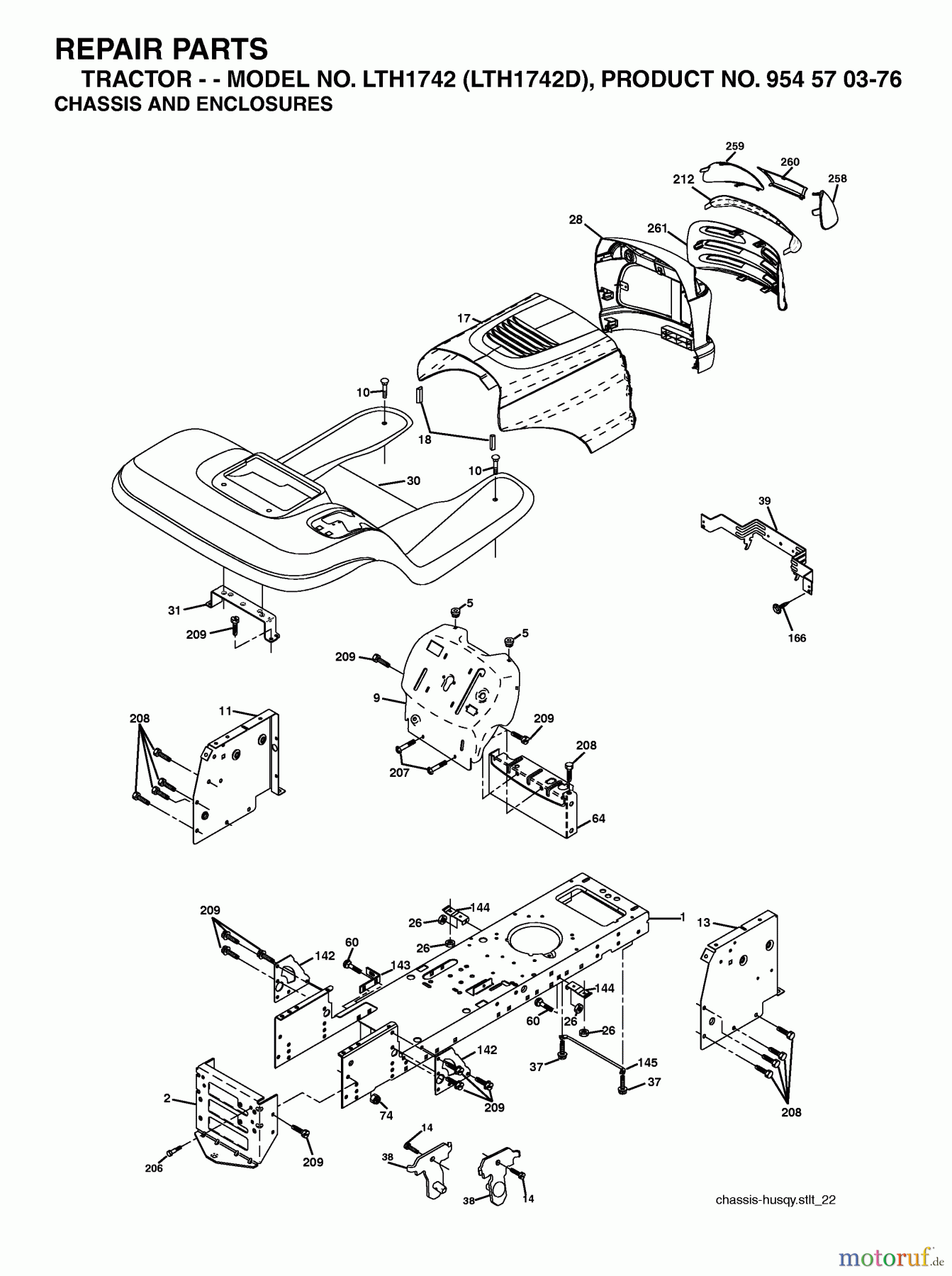 Jonsered Rasen und Garten Traktoren LT15A (J15H42K, 954130037) - Jonsered Lawn & Garden Tractor (2001-09) CHASSIS AND ENCLOSURES