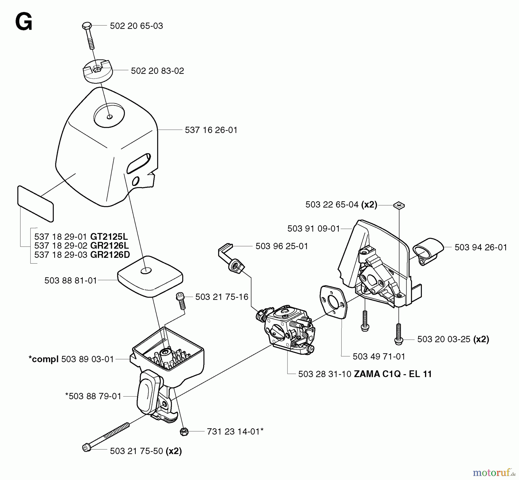 Jonsered Motorsensen, Trimmer GT2125L - Jonsered String/Brush Trimmer (2002-01) CARBURETOR AIR FILTER