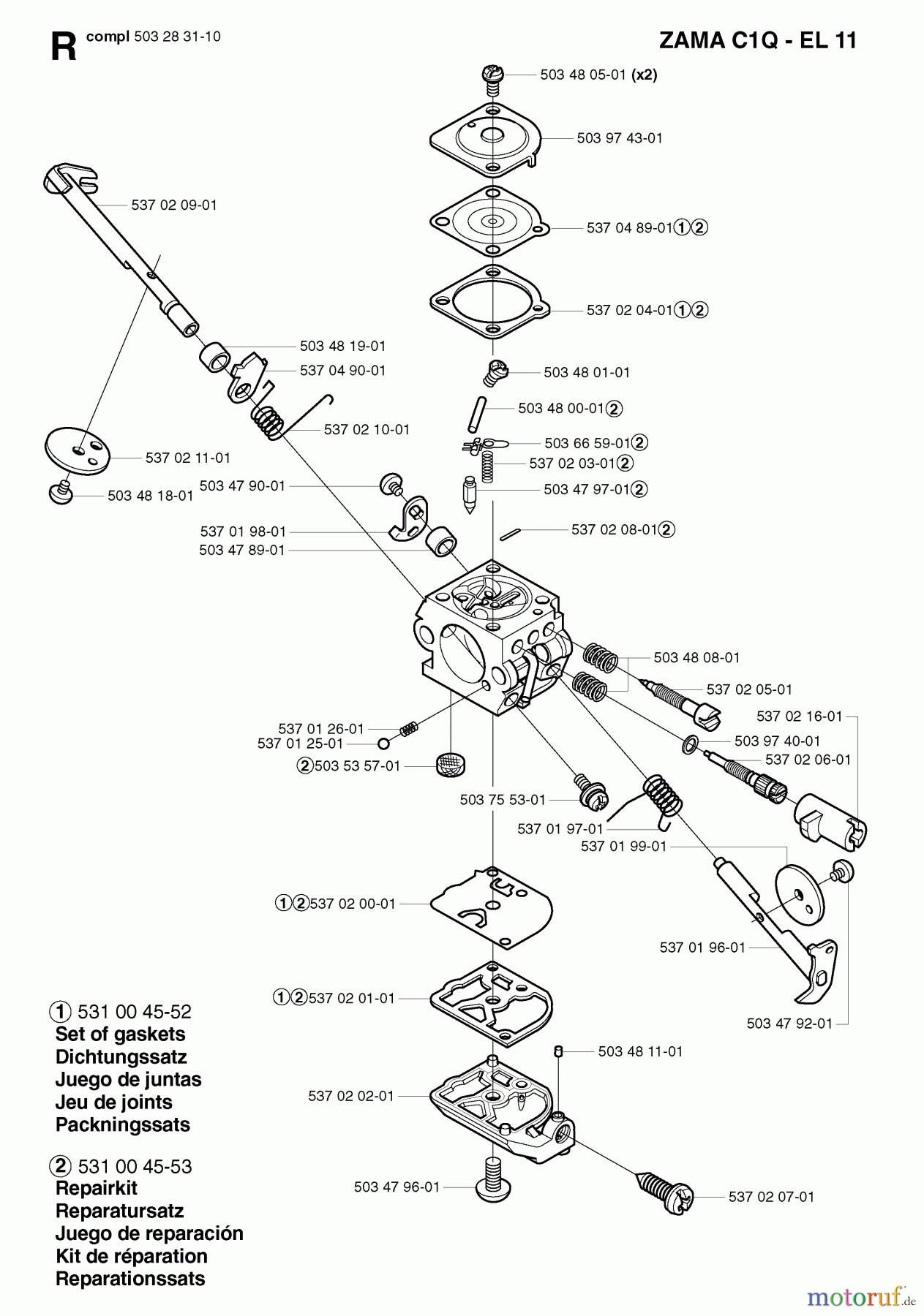 Jonsered Motorsensen, Trimmer GT2125L - Jonsered String/Brush Trimmer (2002-01) CARBURETOR DETAILS