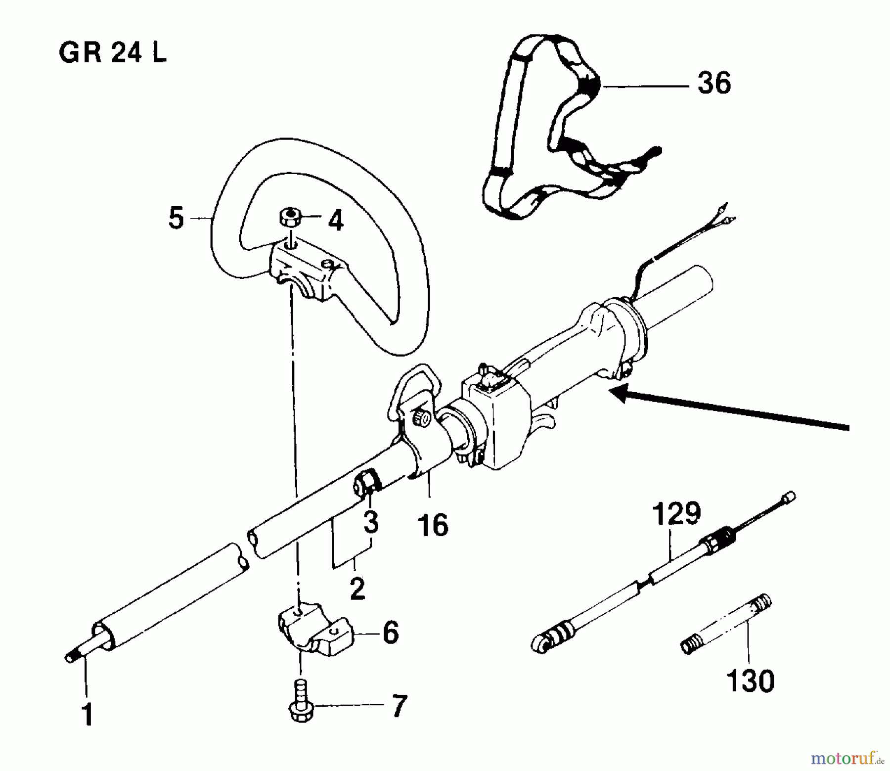  Jonsered Motorsensen, Trimmer GR24L - Jonsered String/Brush Trimmer (1993-02) SHAFT HANDLE