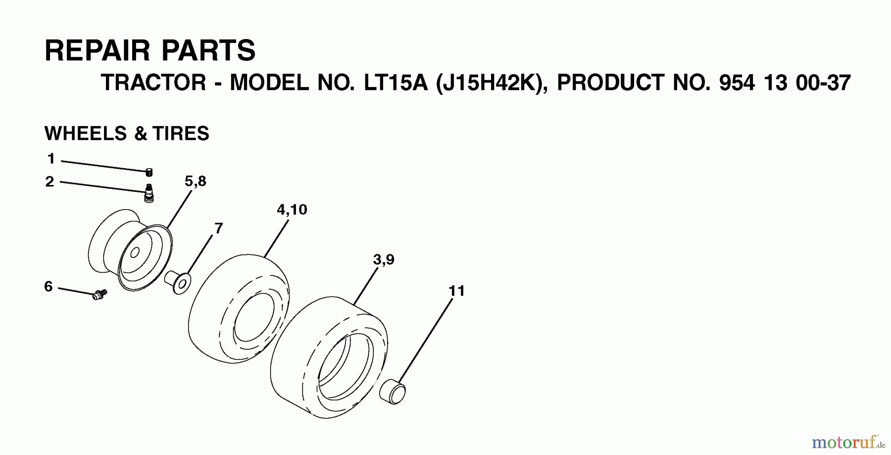 Jonsered Rasen und Garten Traktoren LT15A (J15H42K, 954130037) - Jonsered Lawn & Garden Tractor (2001-09) WHEELS TIRES