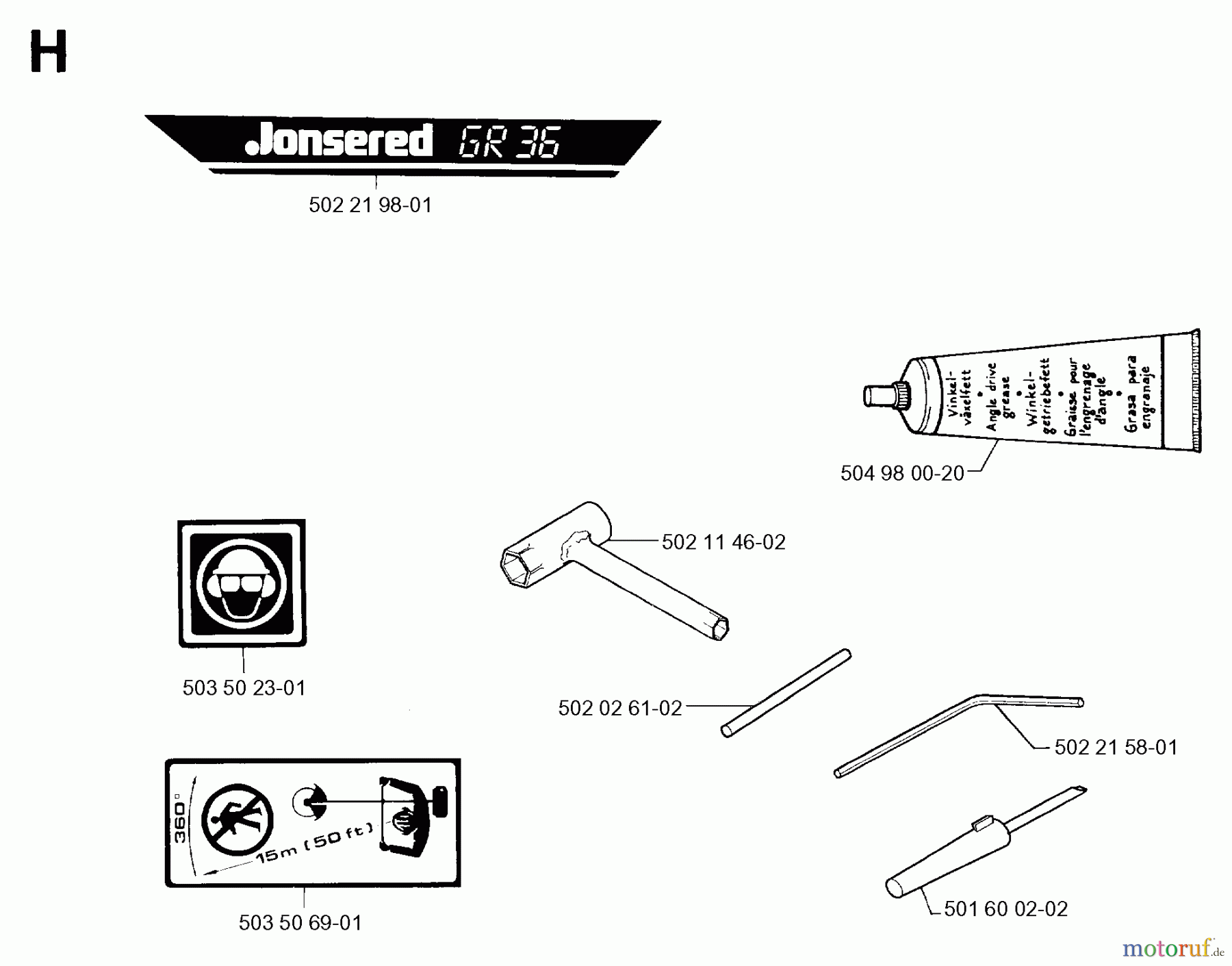 Jonsered Motorsensen, Trimmer GR36 - Jonsered String/Brush Trimmer (1993-03) ACCESSORIES #2