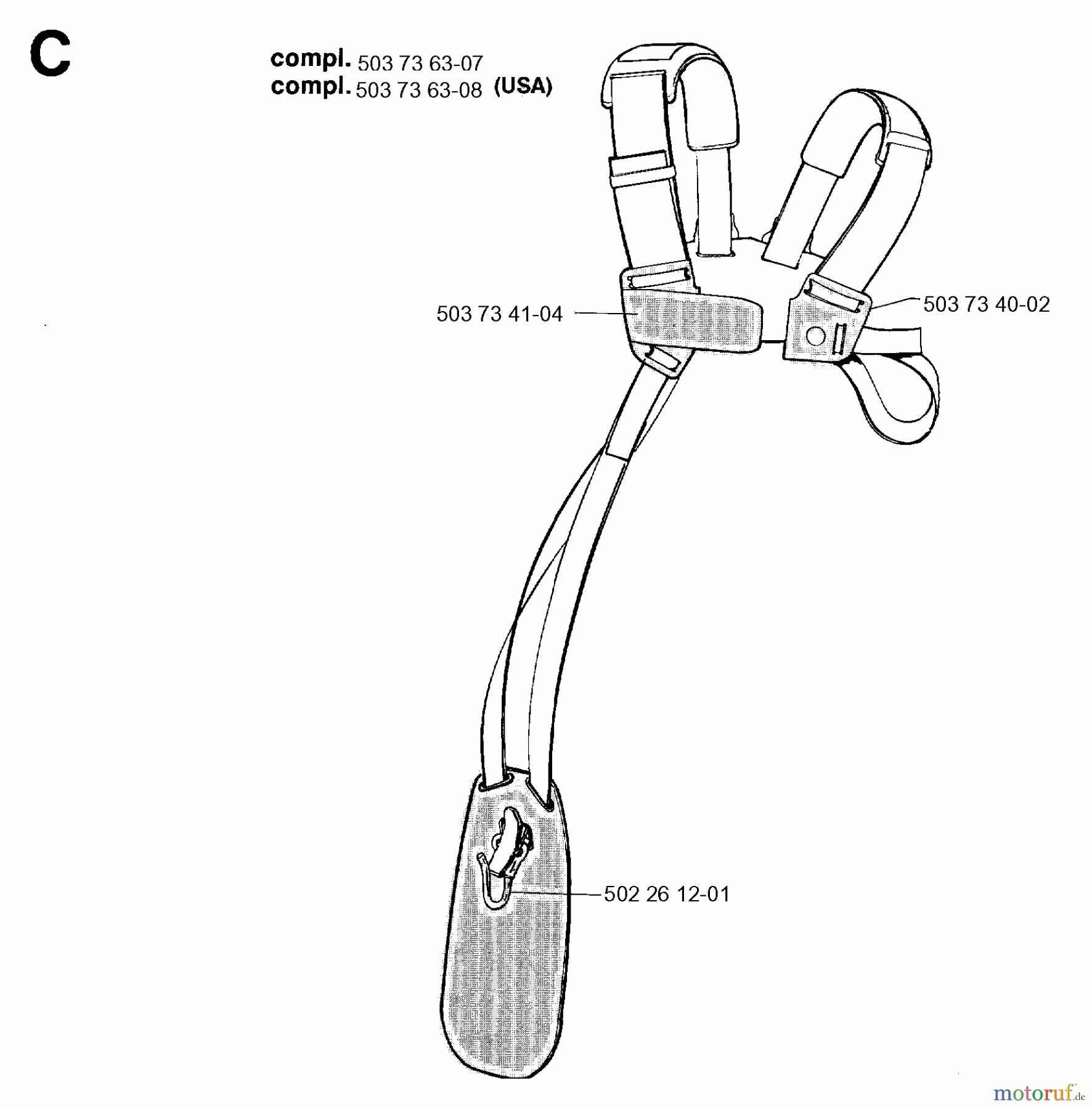 Jonsered Motorsensen, Trimmer GR36 - Jonsered String/Brush Trimmer (1995-01) HARNESS