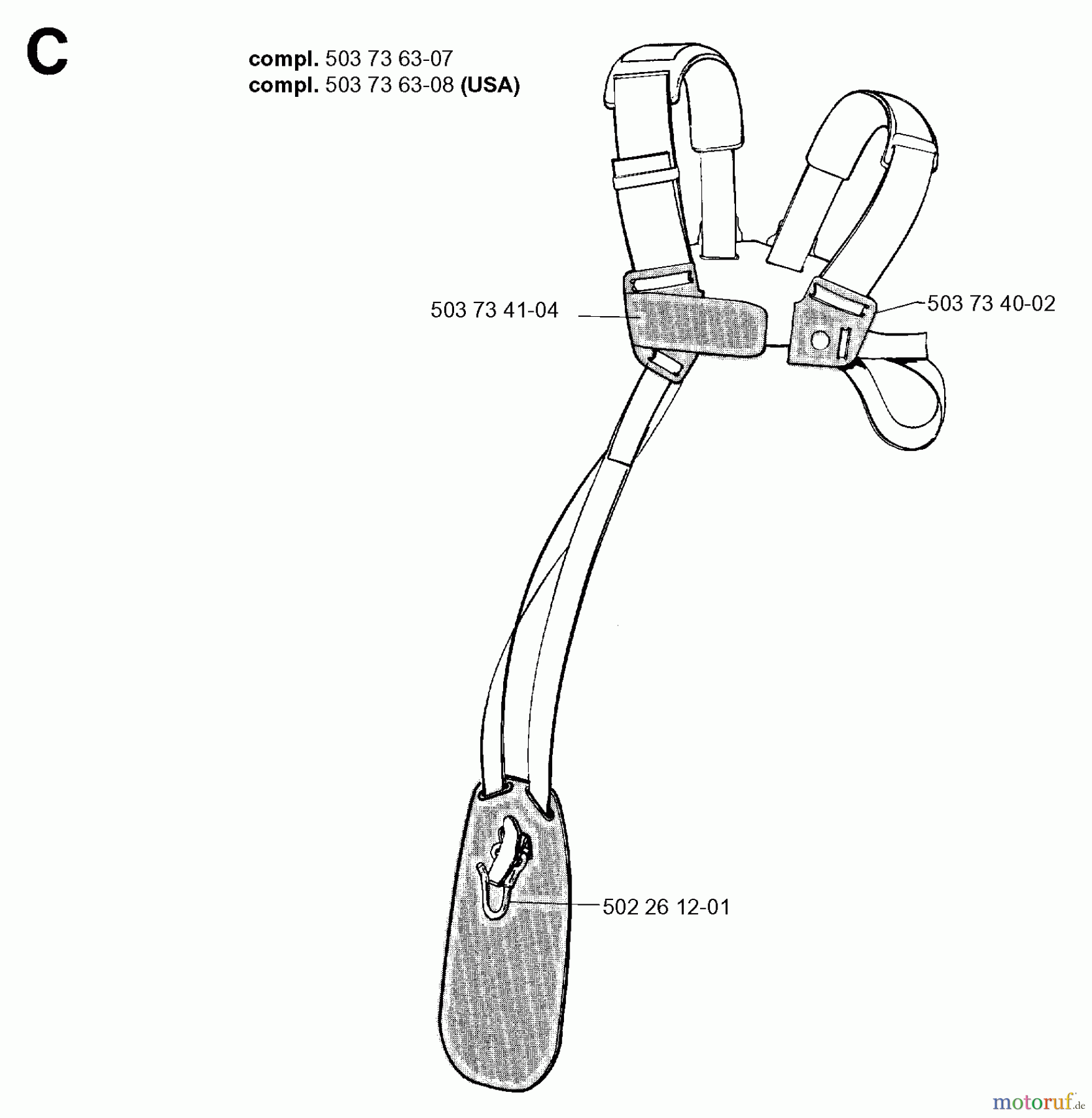 Jonsered Motorsensen, Trimmer GR36 - Jonsered String/Brush Trimmer (1996-06) HARNESS