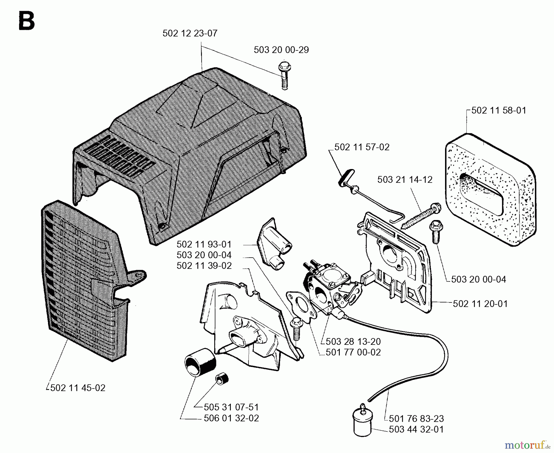 Jonsered Motorsensen, Trimmer GR44 - Jonsered String/Brush Trimmer (1991-03) CARBURETOR AIR FILTER