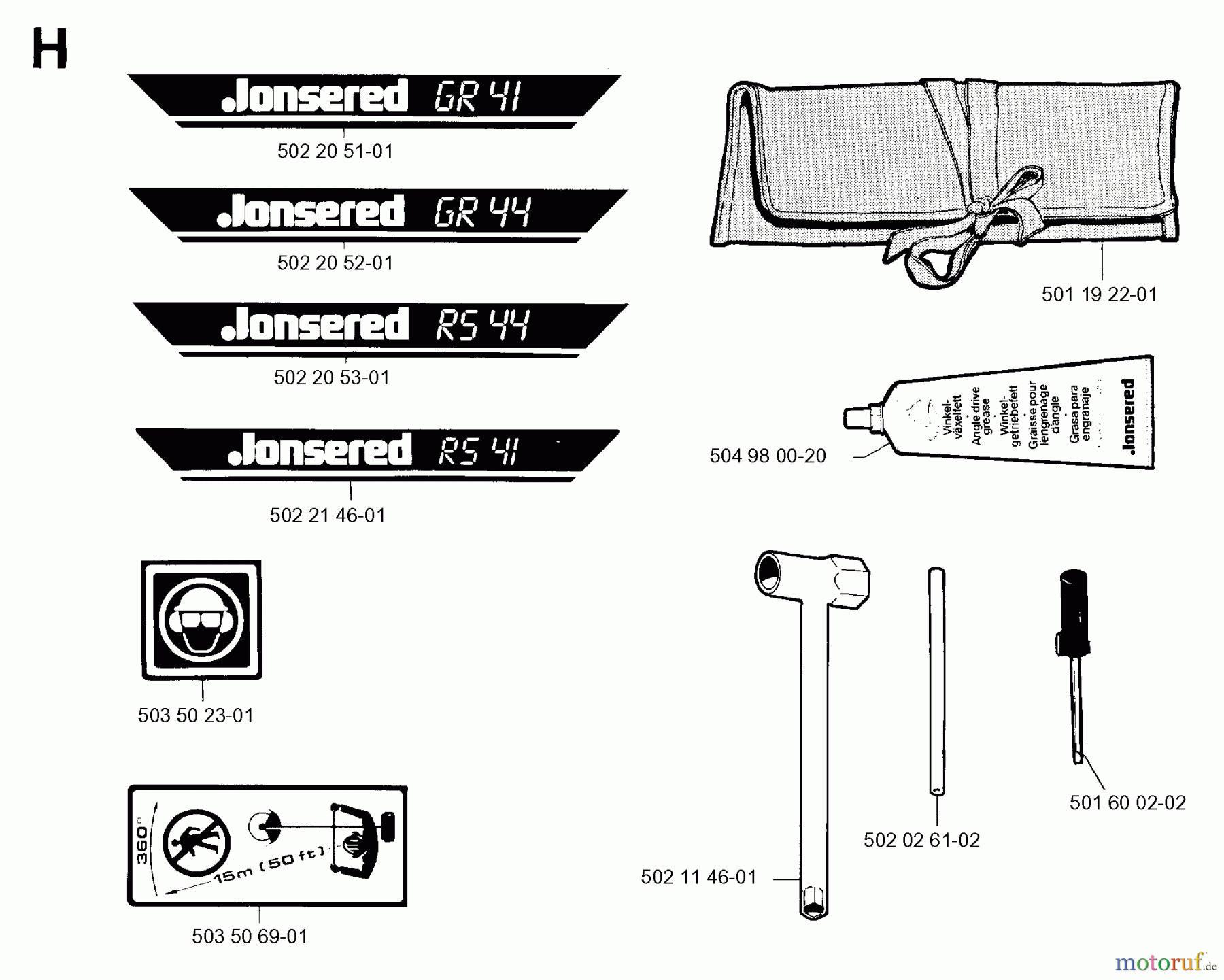 Jonsered Motorsensen, Trimmer GR44 - Jonsered String/Brush Trimmer (1992-09) ACCESSORIES #2