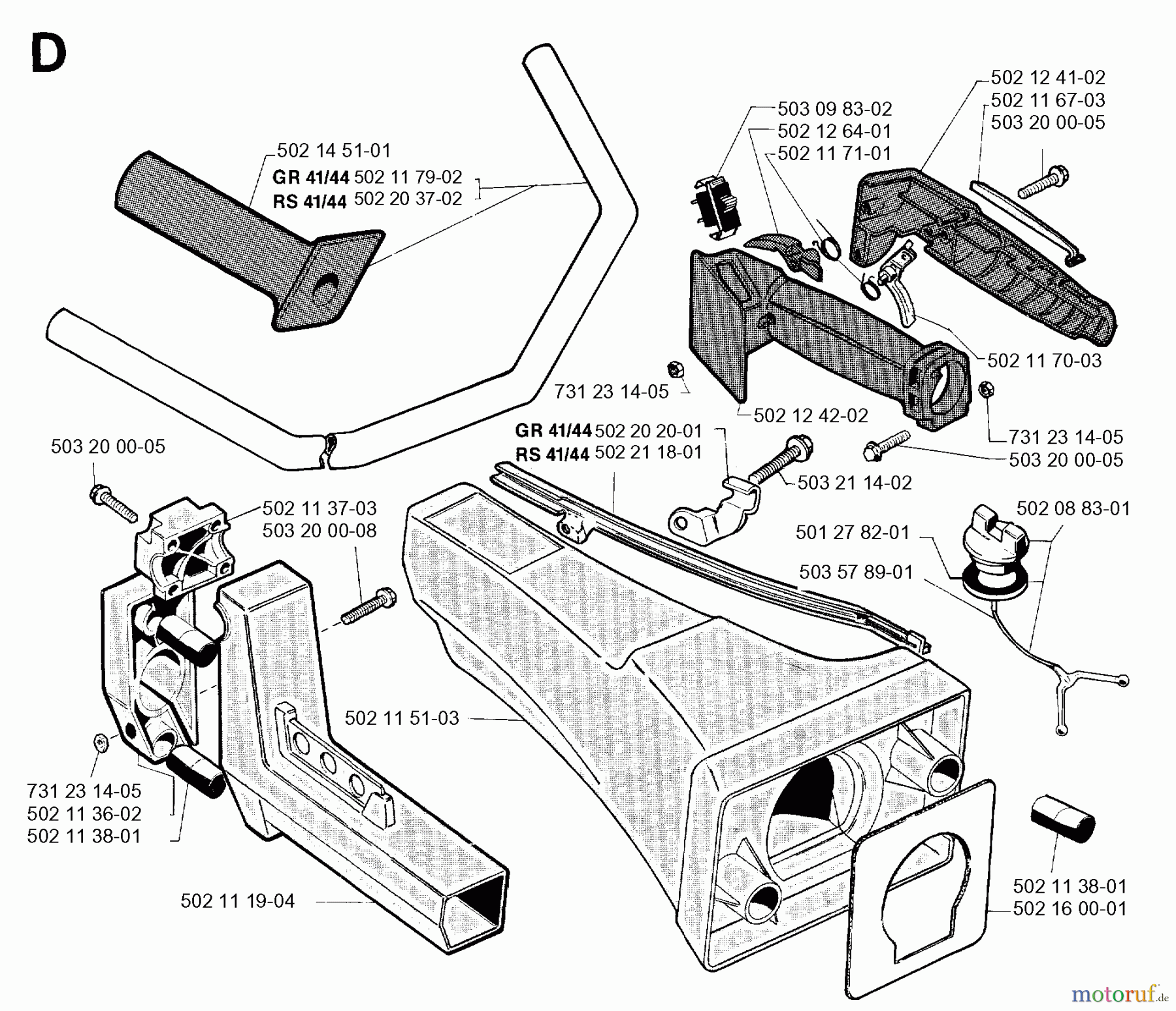 Jonsered Motorsensen, Trimmer GR41 - Jonsered String/Brush Trimmer (1992-09) HANDLE CONTROLS