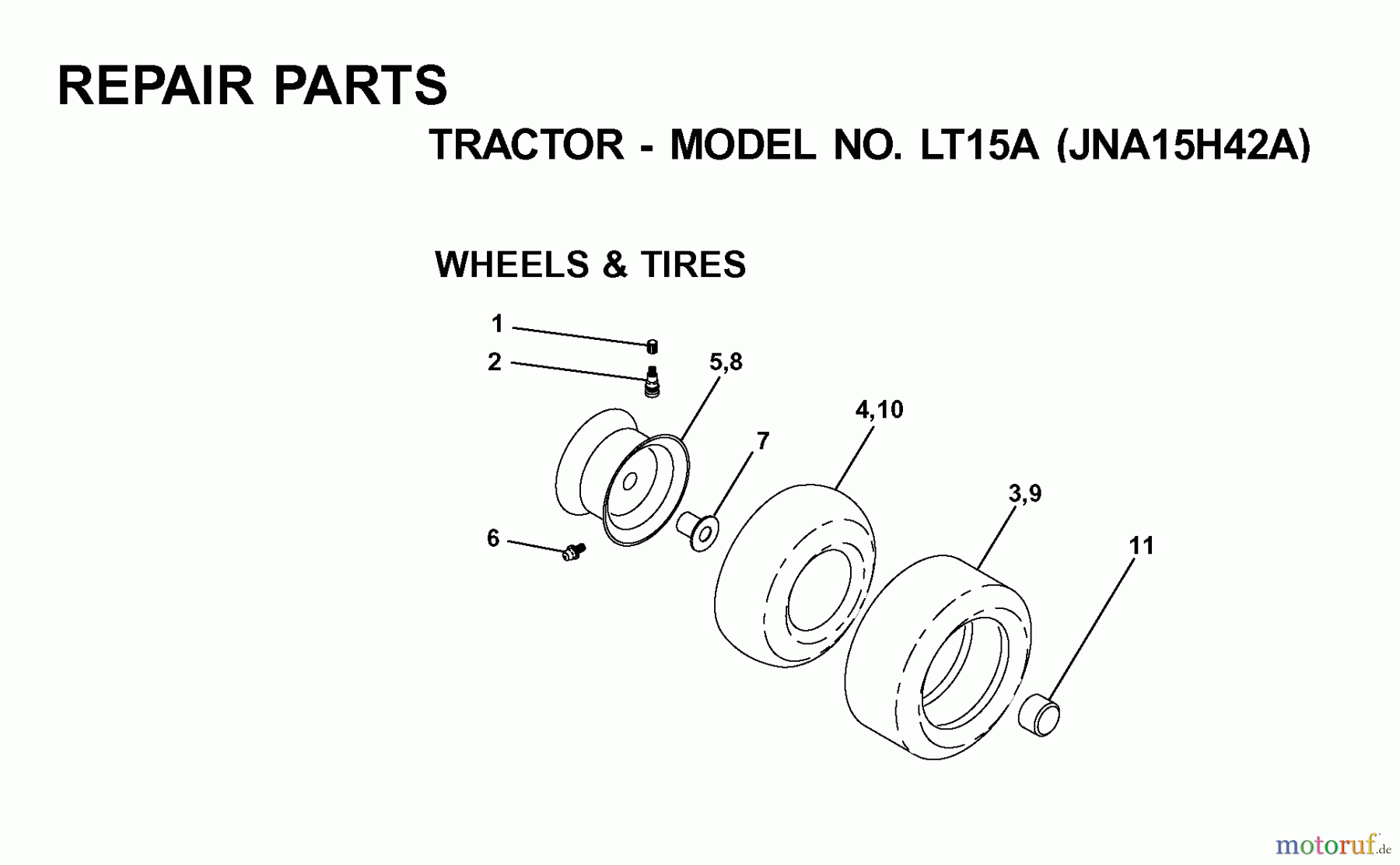  Jonsered Rasen  und Garten Traktoren LT15A (JNA15H42A) - Jonsered Lawn & Garden Tractor (2001-05) WHEELS TIRES