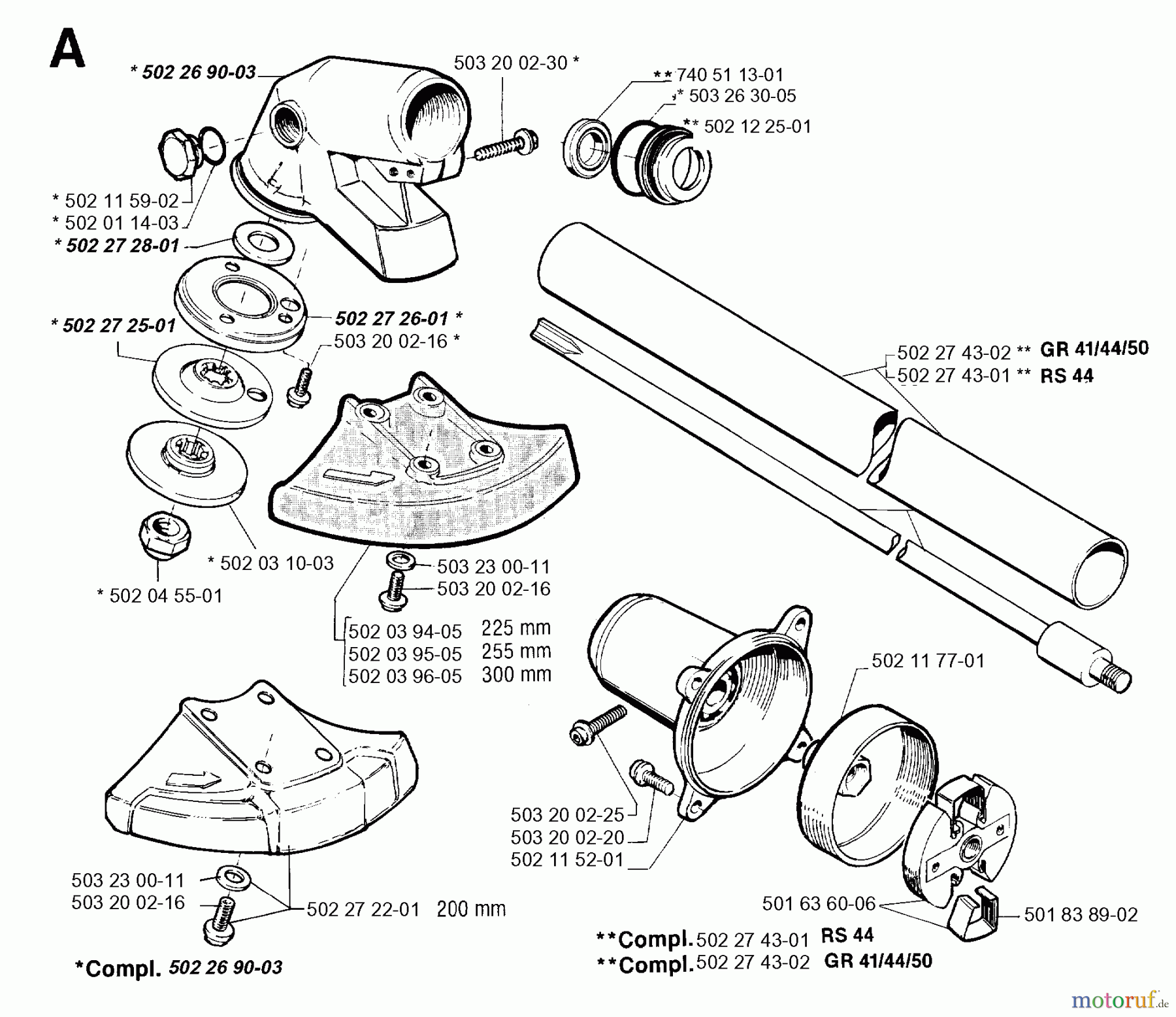 Jonsered Motorsensen, Trimmer GR50 - Jonsered String/Brush Trimmer (1994-03) BEVEL GEAR SHAFT