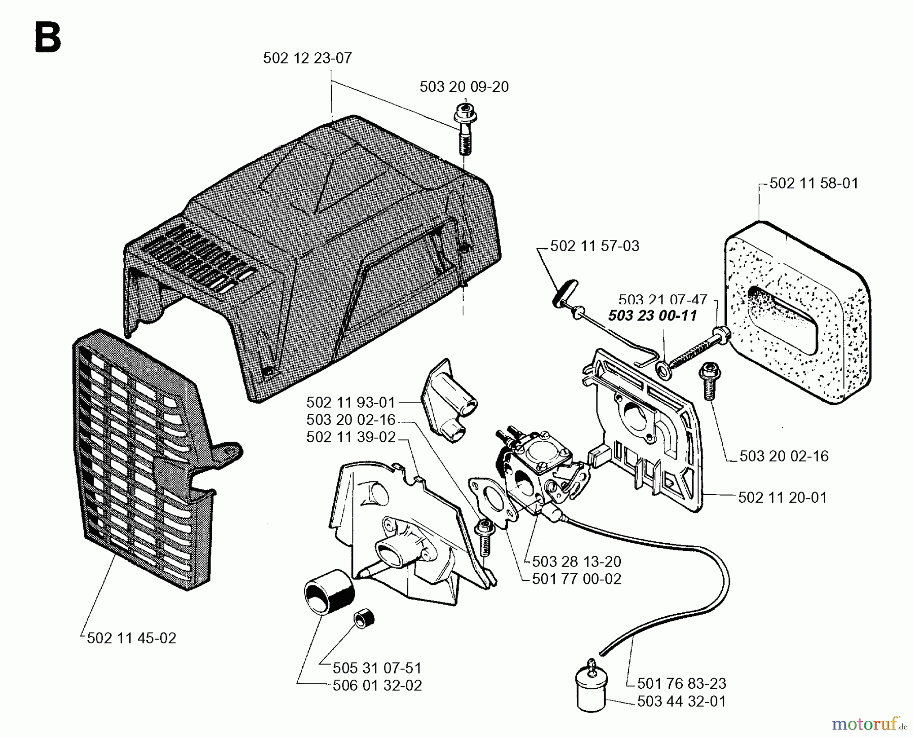 Jonsered Motorsensen, Trimmer GR50 - Jonsered String/Brush Trimmer (1994-03) CARBURETOR AIR FILTER