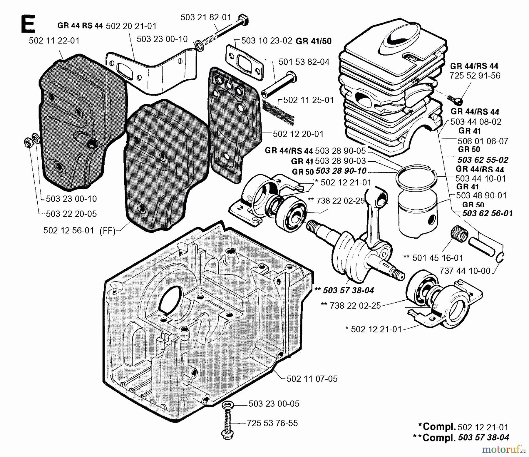 Jonsered Motorsensen, Trimmer GR50 - Jonsered String/Brush Trimmer (1994-03) CYLINDER CRANKCASE