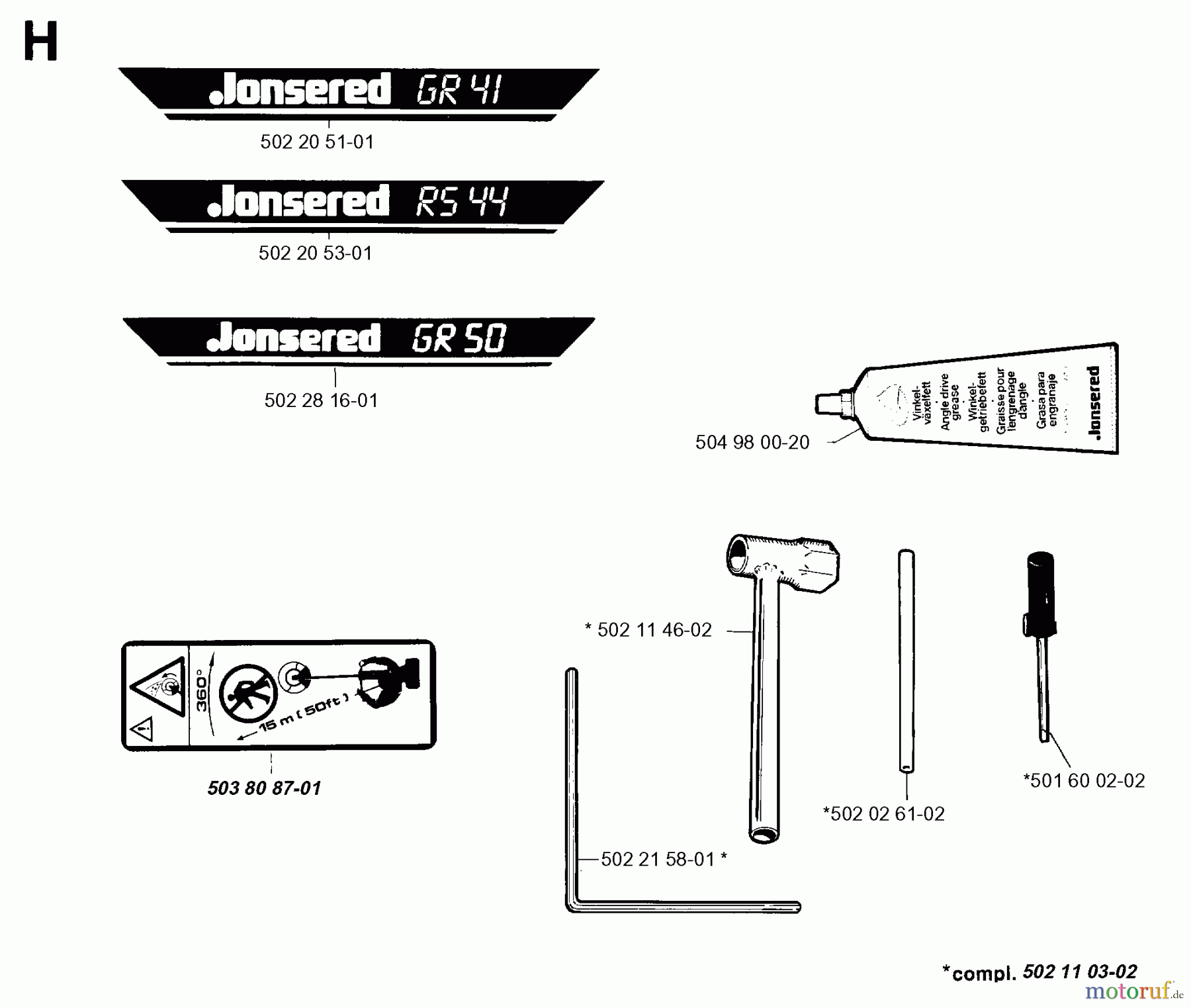 Jonsered Motorsensen, Trimmer GR41 - Jonsered String/Brush Trimmer (1995-01) ACCESSORIES #2