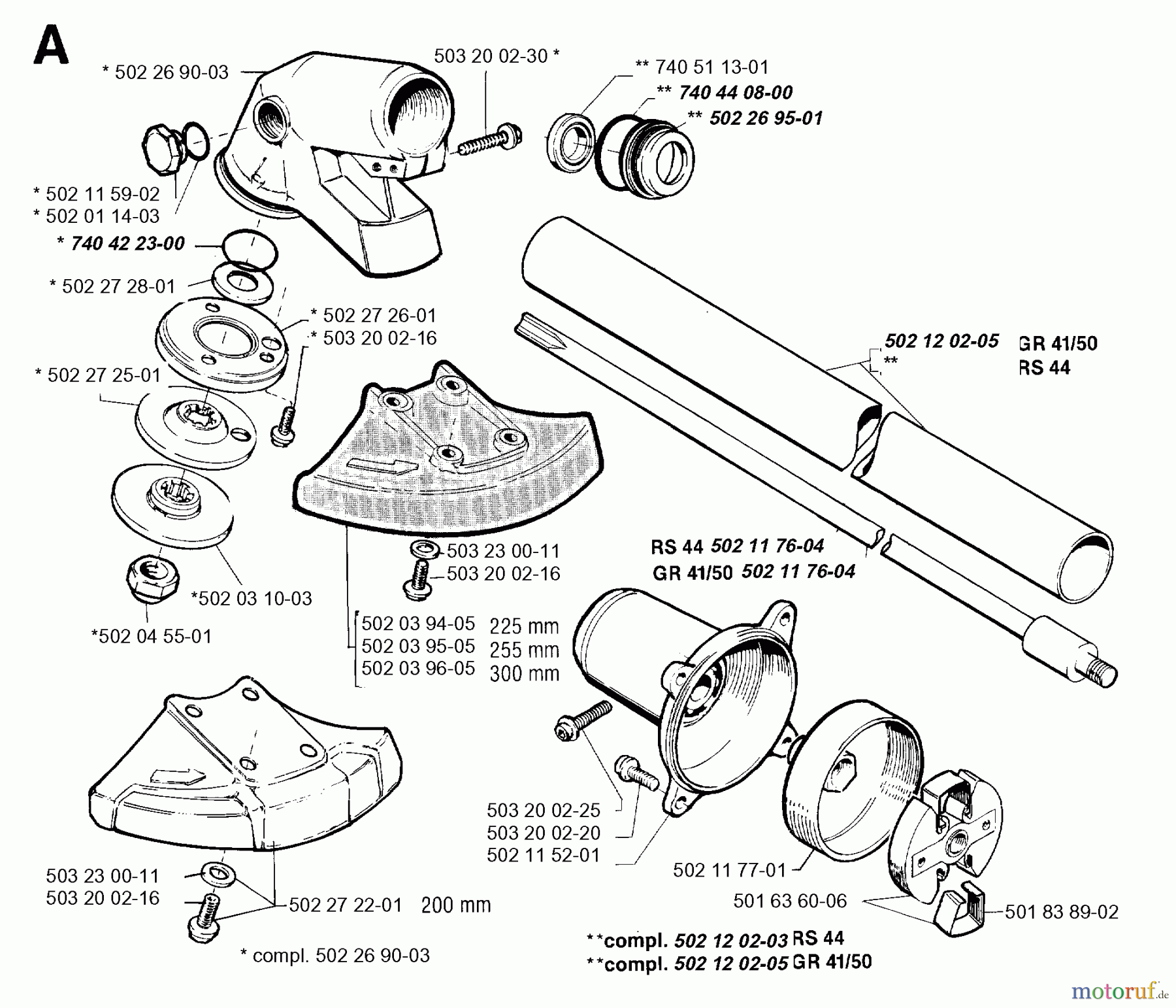 Jonsered Motorsensen, Trimmer RS44 - Jonsered String/Brush Trimmer (1995-01) BEVEL GEAR SHAFT