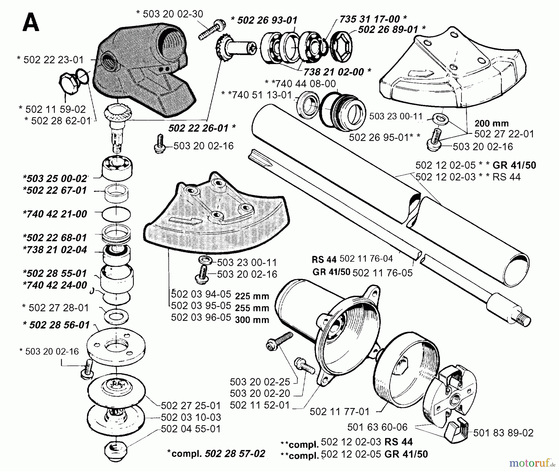 Jonsered Motorsensen, Trimmer RS44 - Jonsered String/Brush Trimmer (1996-10) BEVEL GEAR SHAFT