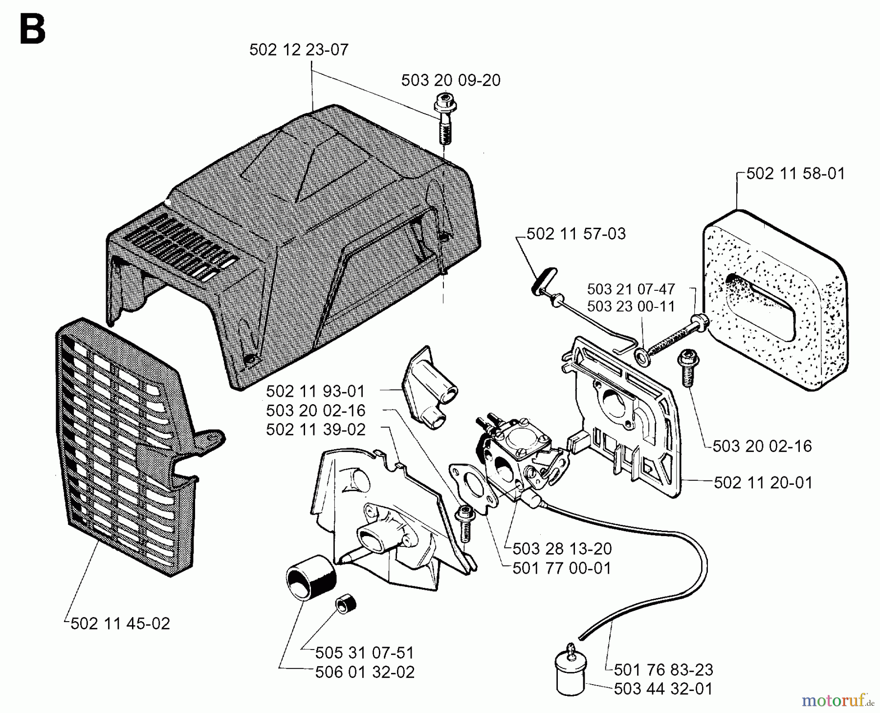Jonsered Motorsensen, Trimmer GR50 - Jonsered String/Brush Trimmer (1996-10) CARBURETOR AIR FILTER