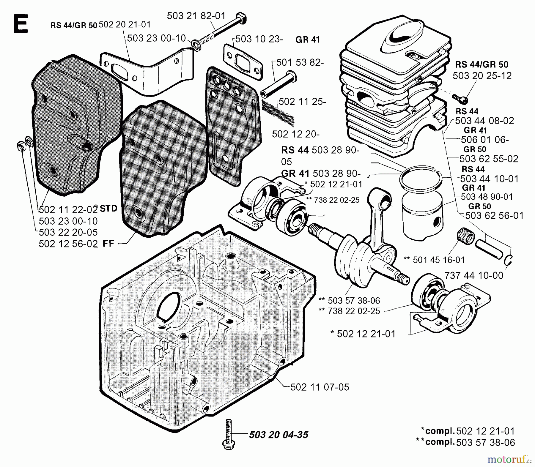 Jonsered Motorsensen, Trimmer GR50 - Jonsered String/Brush Trimmer (1996-10) CYLINDER CRANKCASE