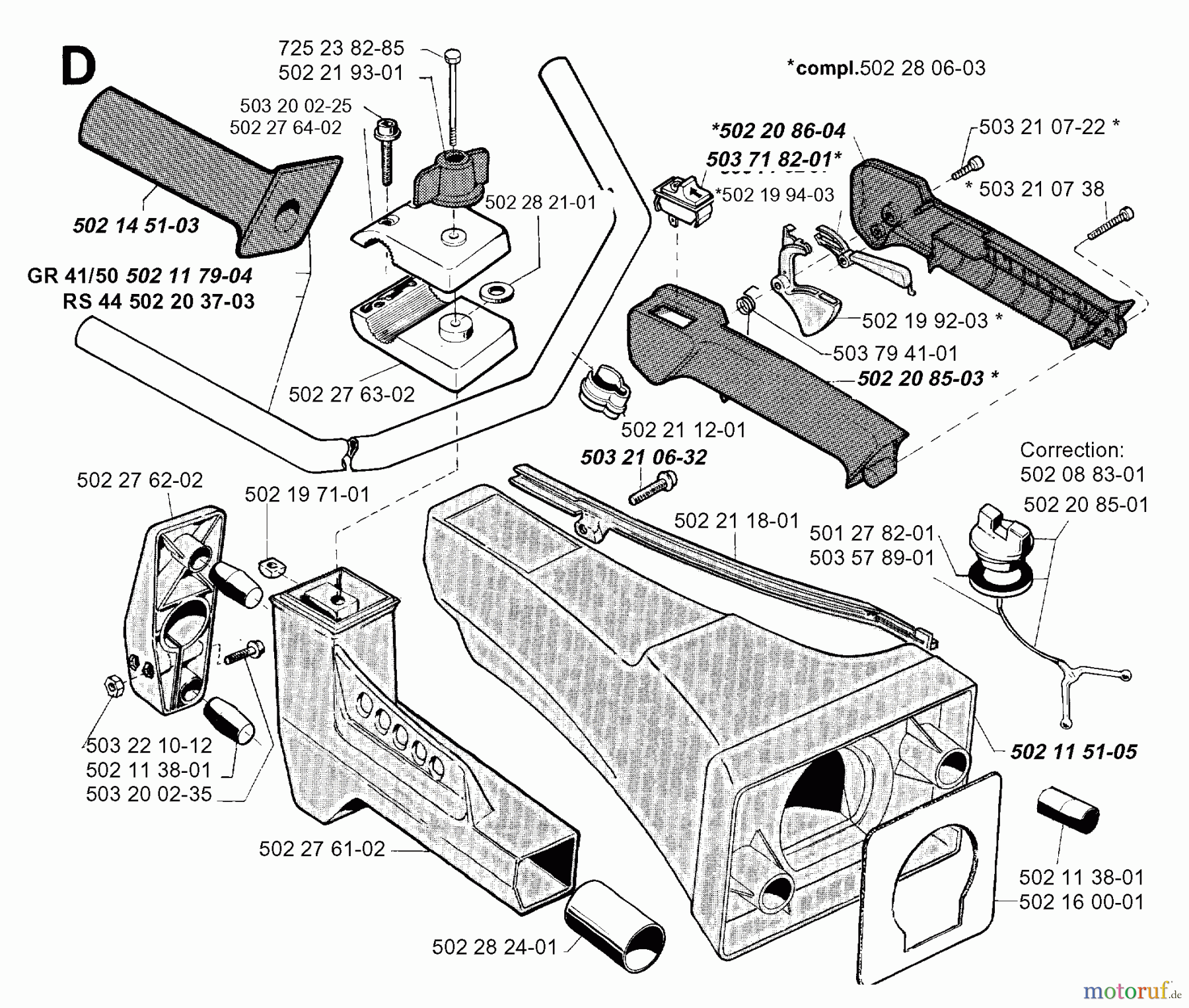 Jonsered Motorsensen, Trimmer RS44 - Jonsered String/Brush Trimmer (1996-10) HANDLE CONTROLS