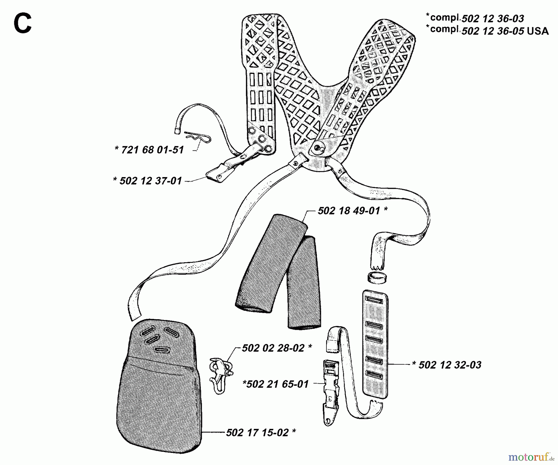Jonsered Motorsensen, Trimmer RS44 - Jonsered String/Brush Trimmer (1996-10) HARNESS
