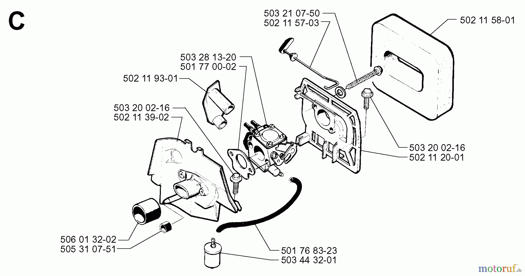 Jonsered Motorsensen, Trimmer GR41 - Jonsered String/Brush Trimmer (1998-06) CARBURETOR AIR FILTER