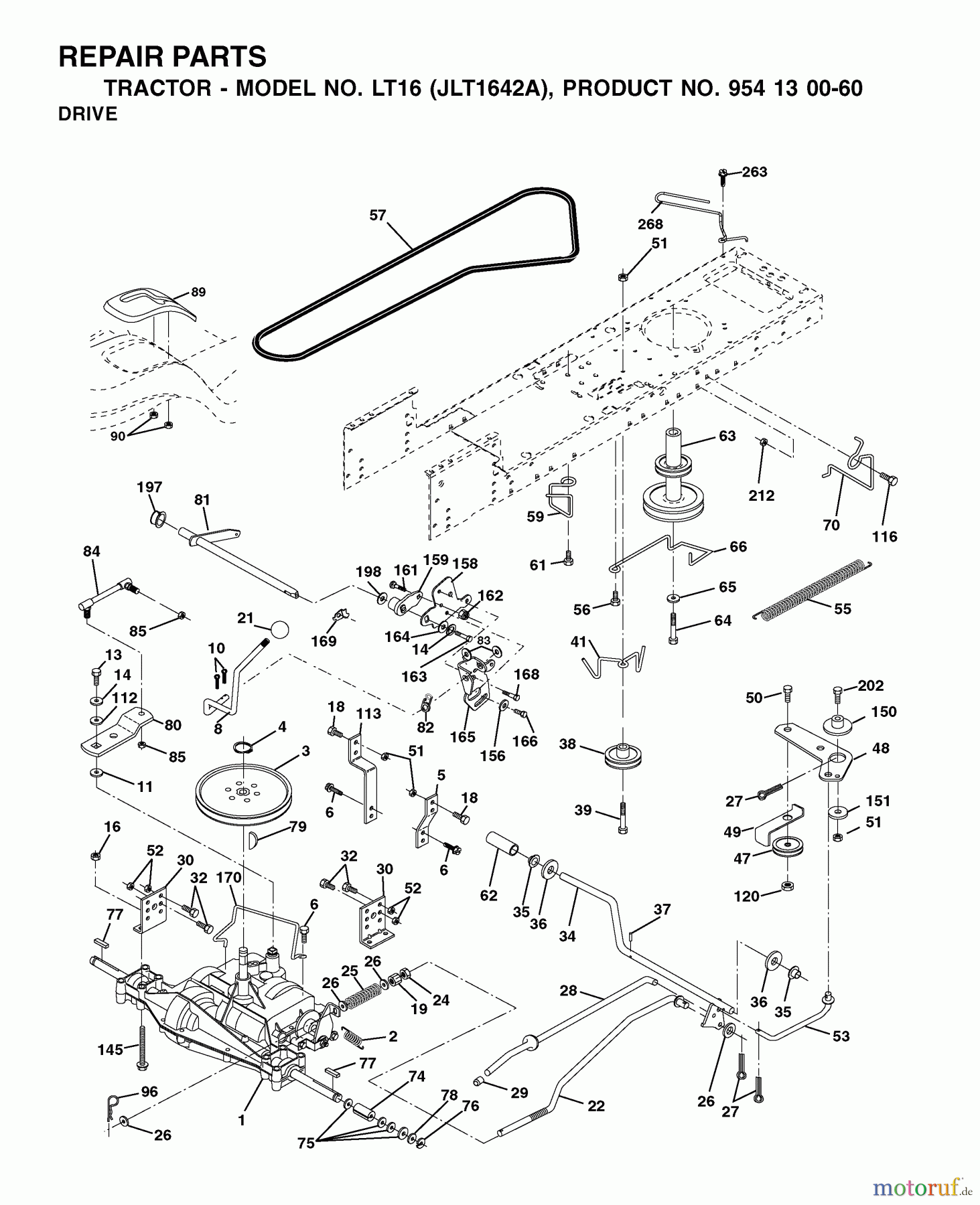 Jonsered Rasen und Garten Traktoren LT16 (JLT1642A, 954130060) - Jonsered Lawn & Garden Tractor (2002-06) DRIVE