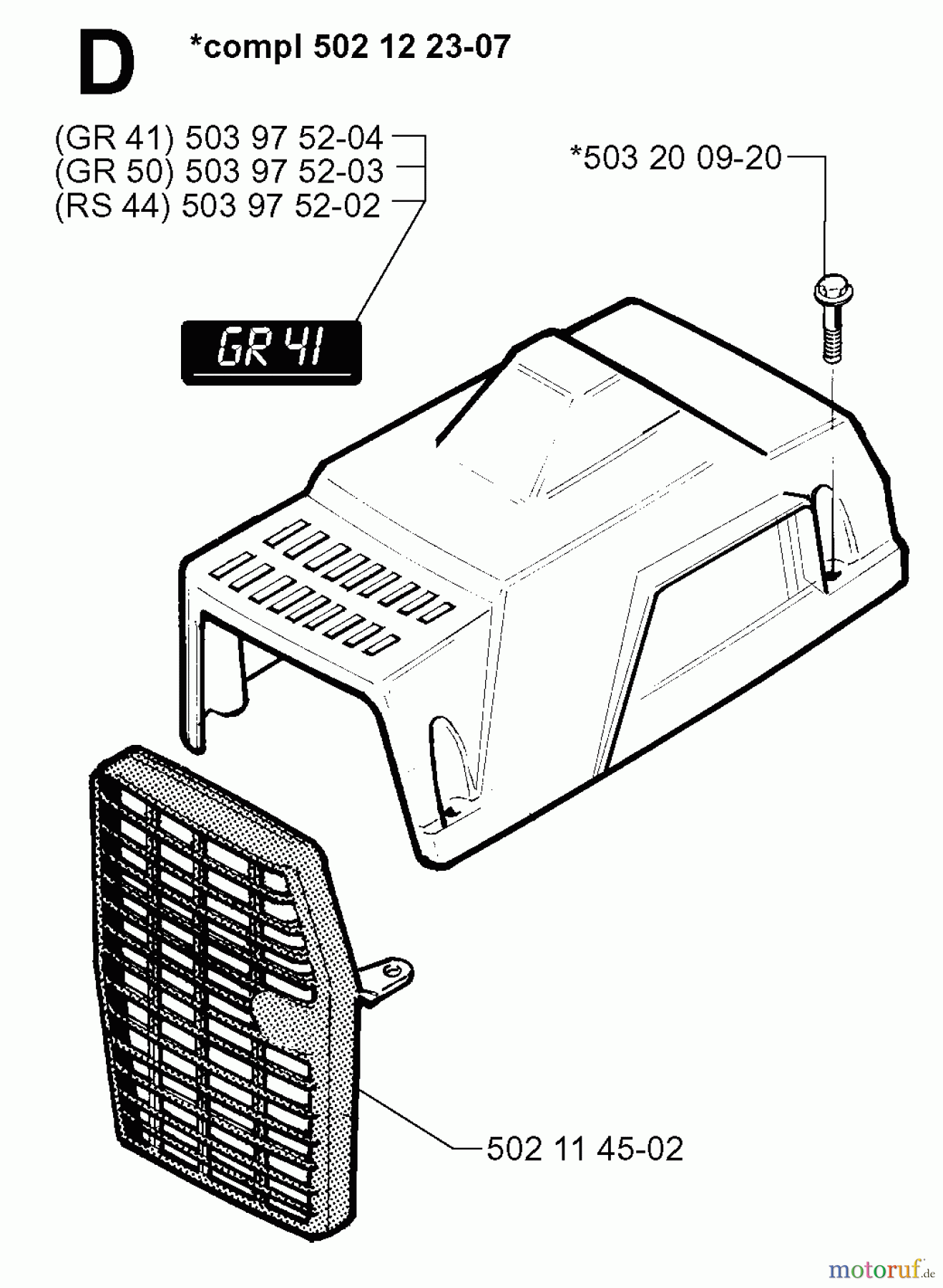 Jonsered Motorsensen, Trimmer GR41 - Jonsered String/Brush Trimmer (1998-06) CYLINDER COVER
