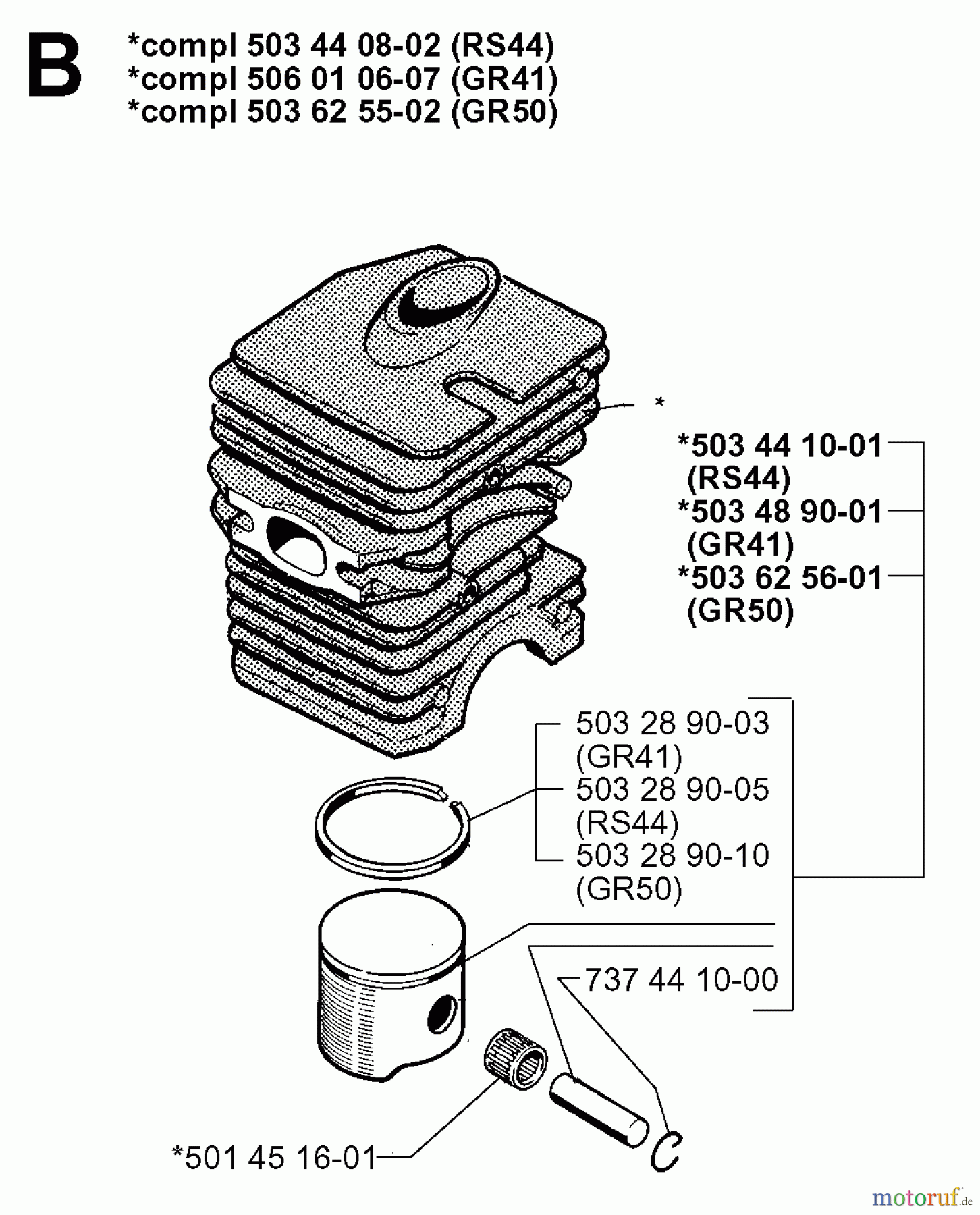 Jonsered Motorsensen, Trimmer GR41 - Jonsered String/Brush Trimmer (1998-06) CYLINDER PISTON