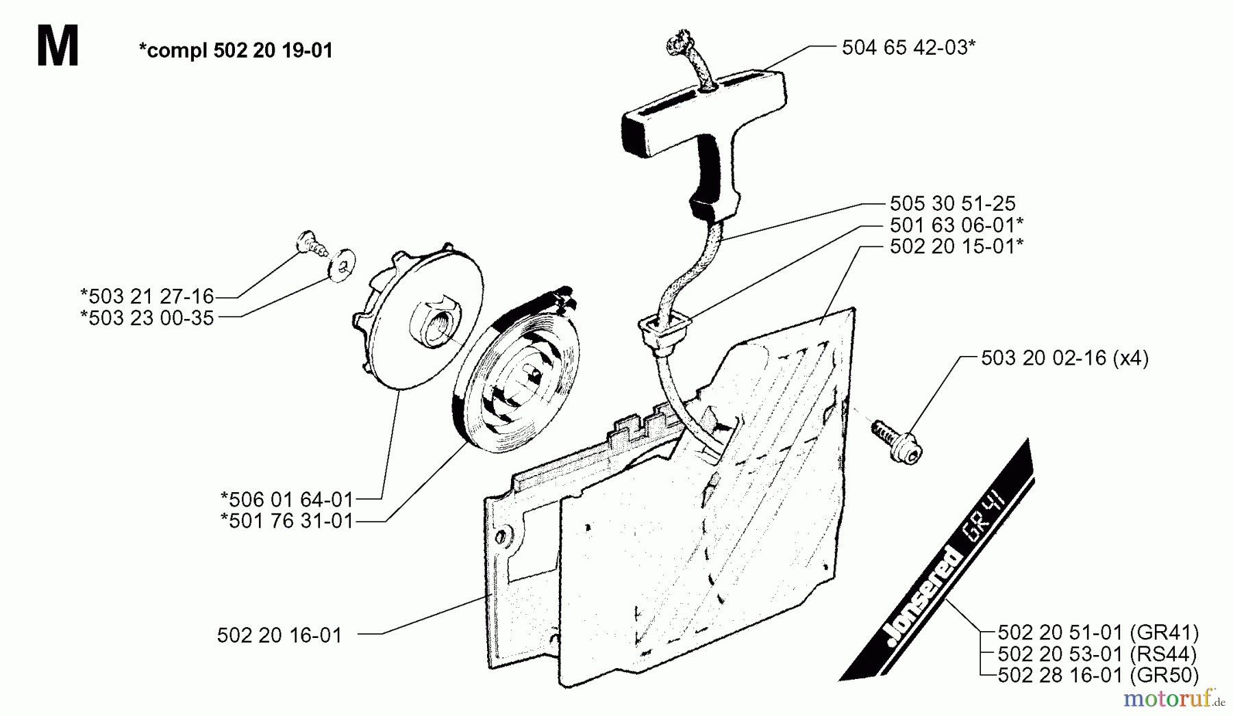 Jonsered Motorsensen, Trimmer GR41 - Jonsered String/Brush Trimmer (1998-06) STARTER