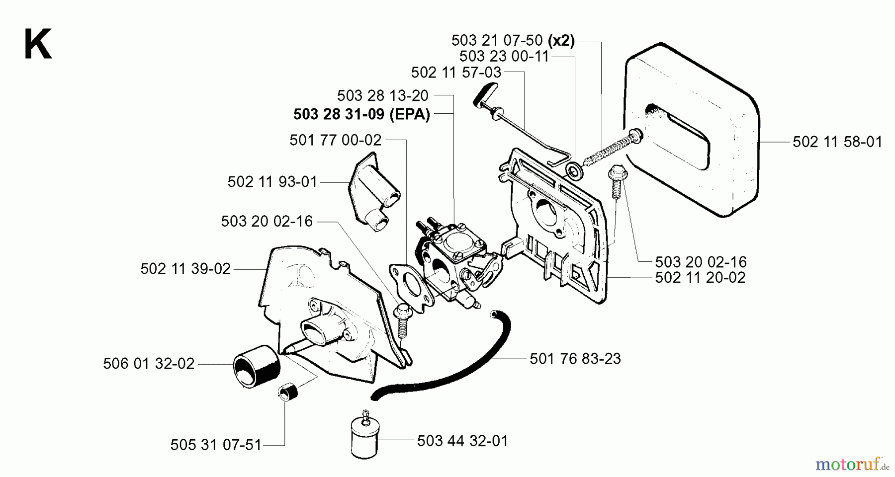 Jonsered Motorsensen, Trimmer GR50 - Jonsered String/Brush Trimmer (2001-03) CARBURETOR AIR FILTER