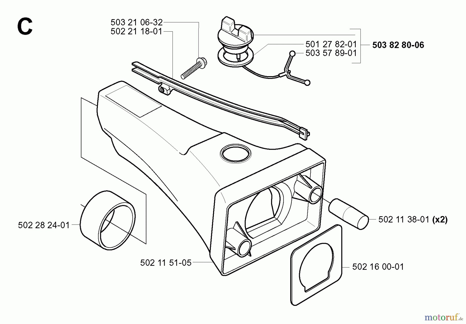 Jonsered Motorsensen, Trimmer GR50 - Jonsered String/Brush Trimmer (2001-03) FUEL TANK