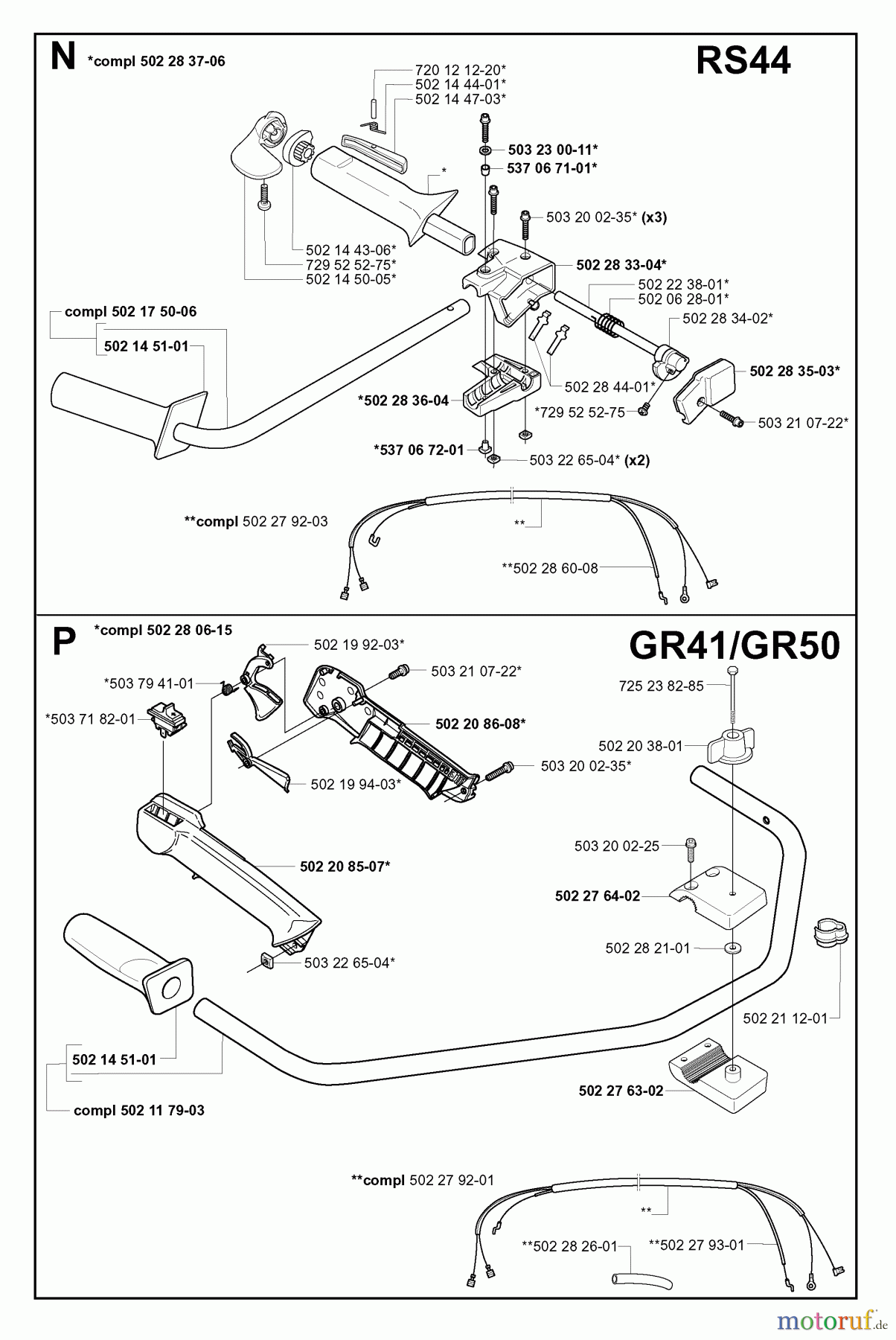 Jonsered Motorsensen, Trimmer GR50 EPA - Jonsered String/Brush Trimmer (2001-03) HANDLE CONTROLS #2