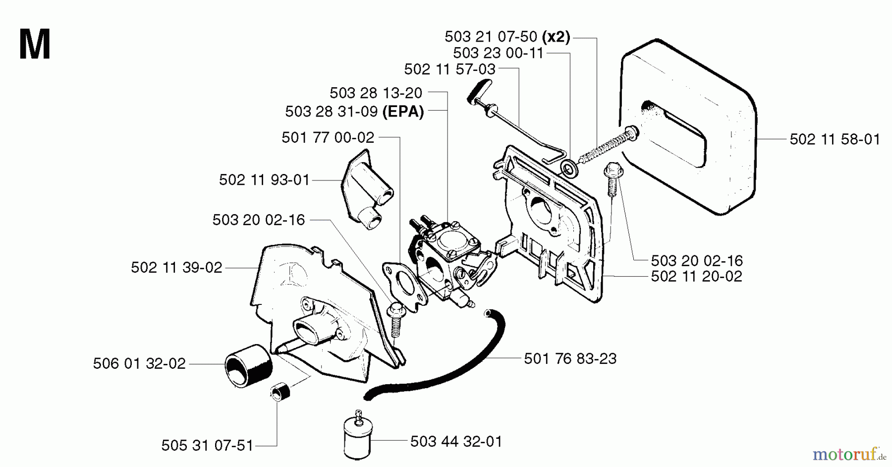 Jonsered Motorsensen, Trimmer GR50 - Jonsered String/Brush Trimmer (2002-08) CARBURETOR AIR FILTER