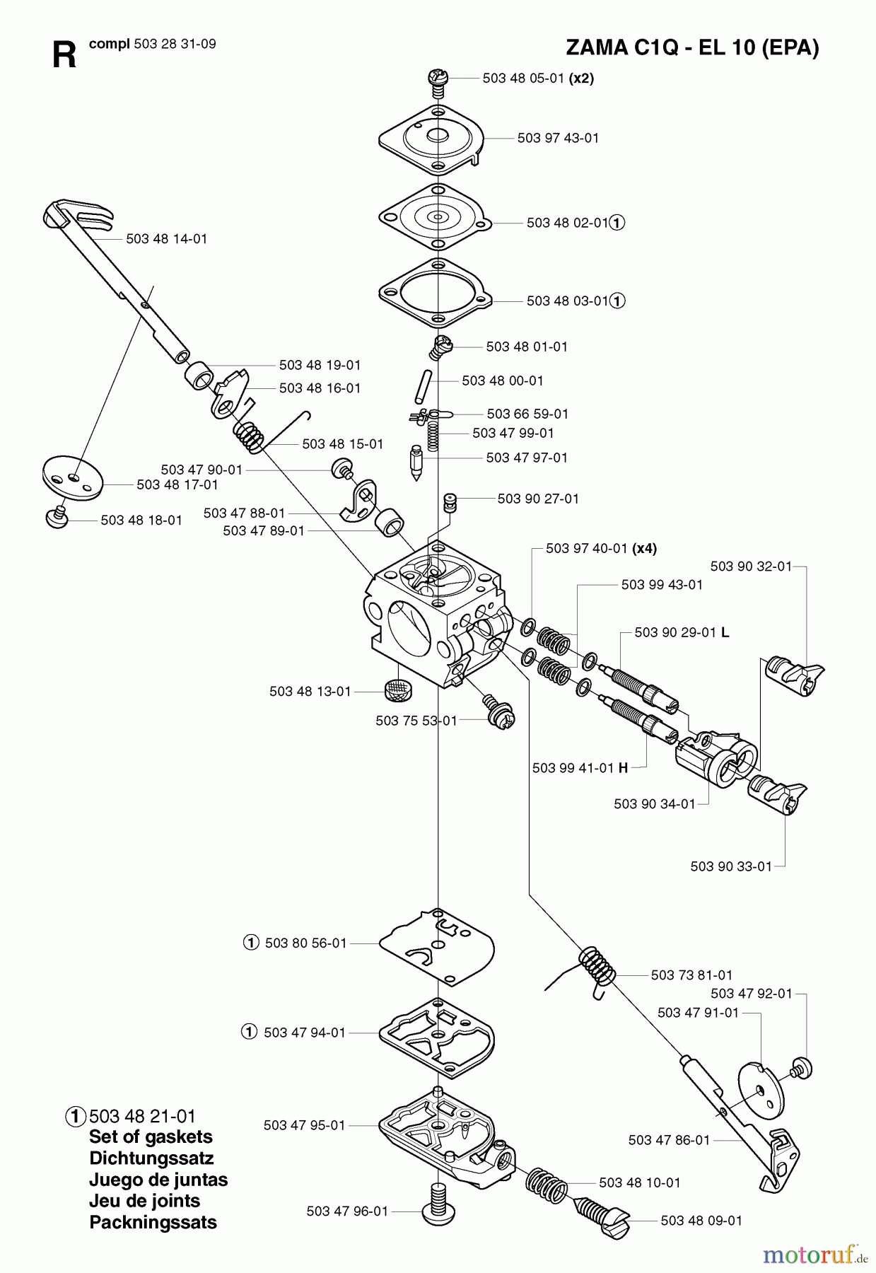 Jonsered Motorsensen, Trimmer GR50 - Jonsered String/Brush Trimmer (2002-08) CARBURETOR DETAILS #1