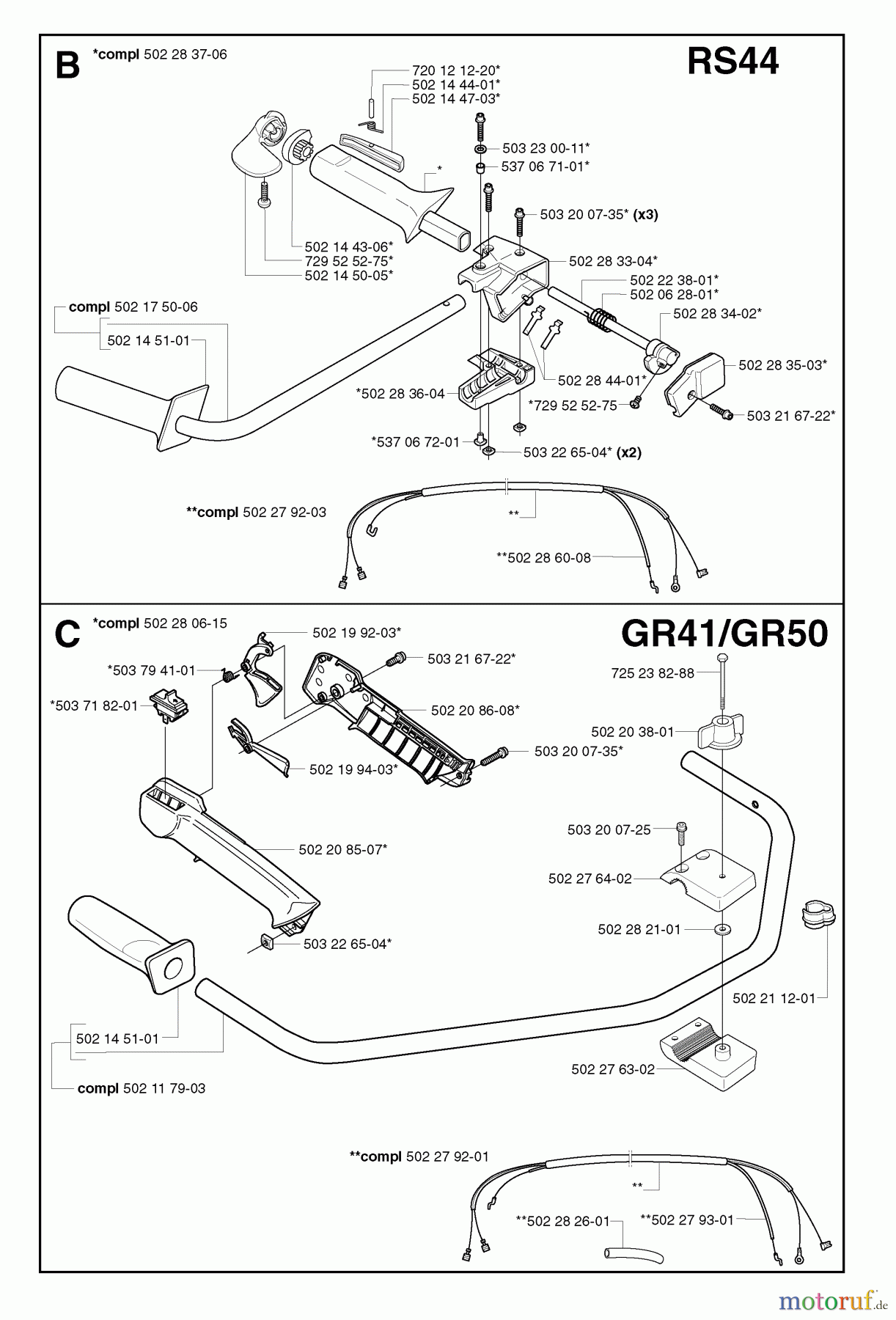 Jonsered Motorsensen, Trimmer GR50 EPA - Jonsered String/Brush Trimmer (2002-08) HANDLE CONTROLS #2