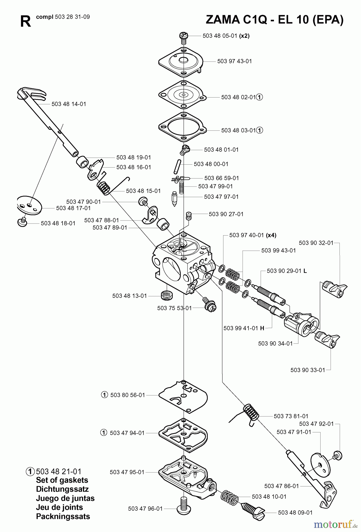 Jonsered Motorsensen, Trimmer RS44 - Jonsered String/Brush Trimmer (2006-01) CARBURETOR DETAILS