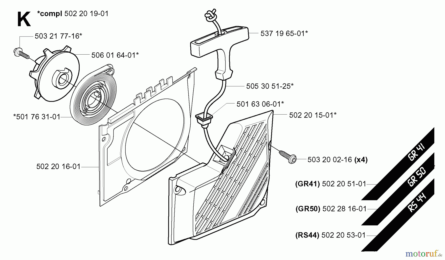 Jonsered Motorsensen, Trimmer GR41 EPA - Jonsered String/Brush Trimmer (2006-01) STARTER