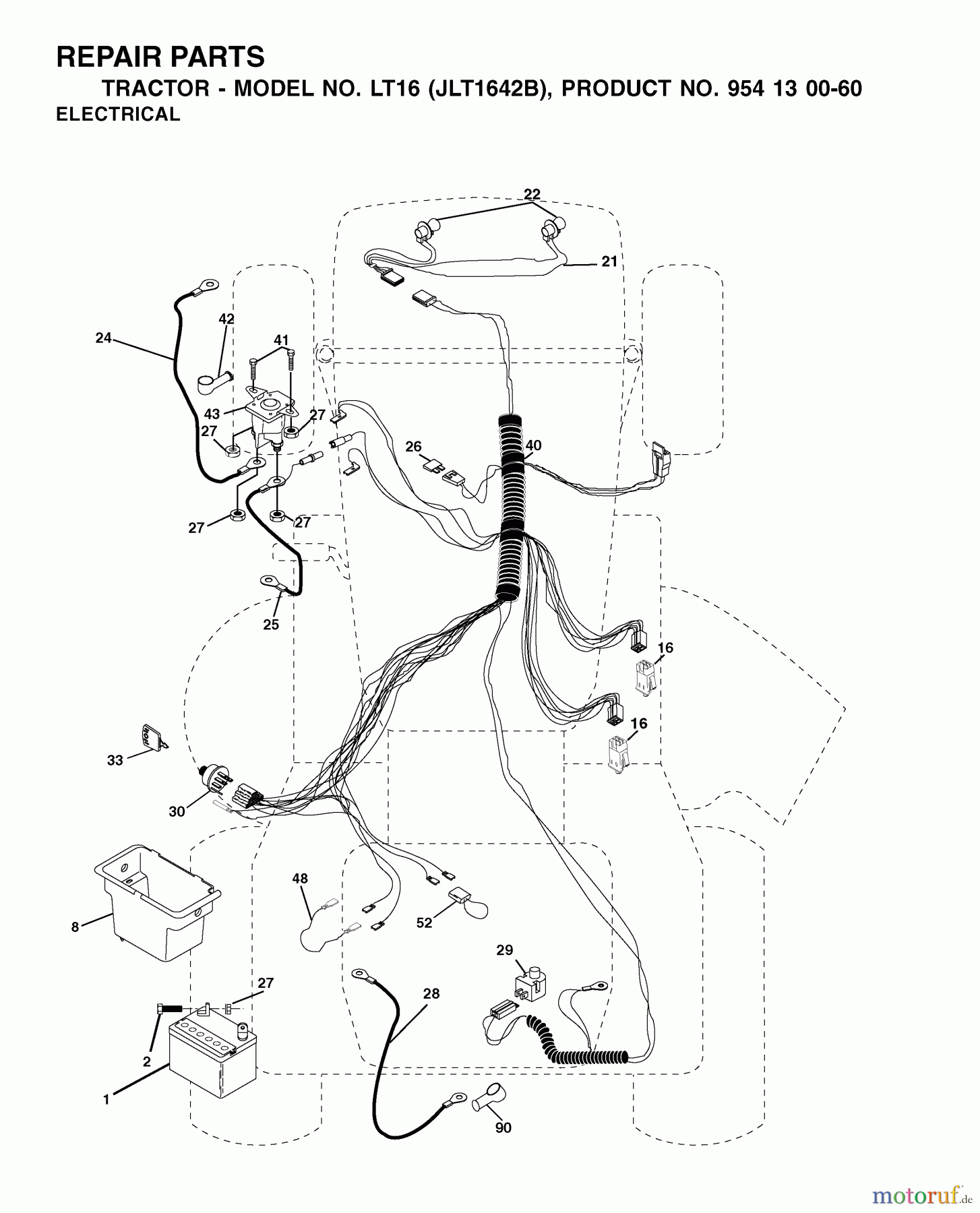  Jonsered Rasen  und Garten Traktoren LT16 (JLT1642B, 954130060) - Jonsered Lawn & Garden Tractor (2002-06) ELECTRICAL