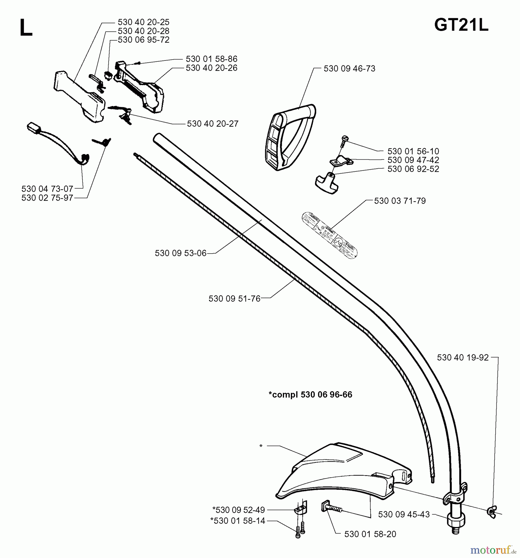 Jonsered Motorsensen, Trimmer GT21 - Jonsered String/Brush Trimmer (1997-05) SHAFT HANDLE #1