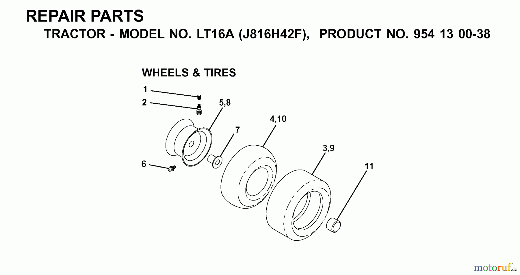 Jonsered Rasen und Garten Traktoren LT16A (J816H42F, 954130038) - Jonsered Lawn & Garden Tractor (2000-03) WHEELS TIRES