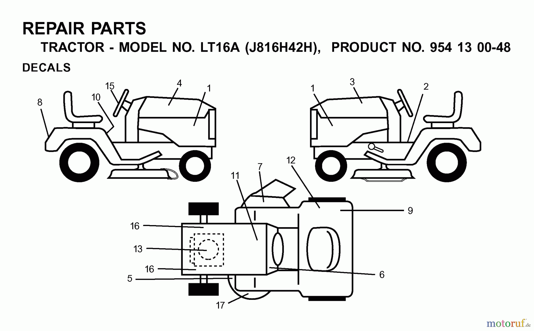 Jonsered Rasen und Garten Traktoren LT16A (J816H42H, 954130048) - Jonsered Lawn & Garden Tractor (2001-01) DECALS