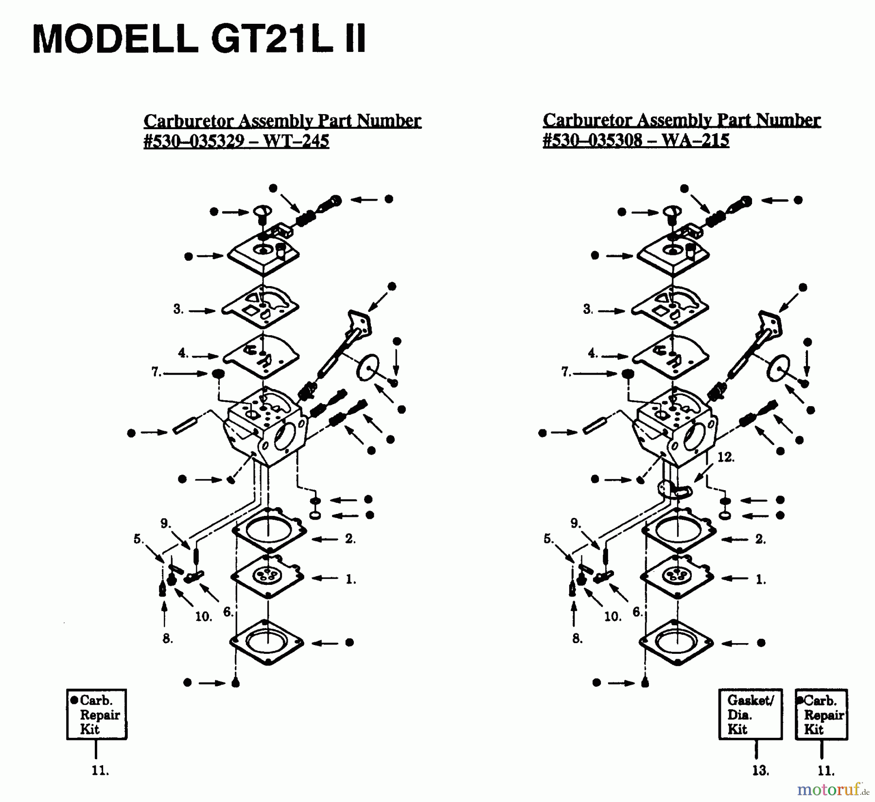 Jonsered Motorsensen, Trimmer GT21L - Jonsered String/Brush Trimmer (1993-01) CARBURETOR DETAILS