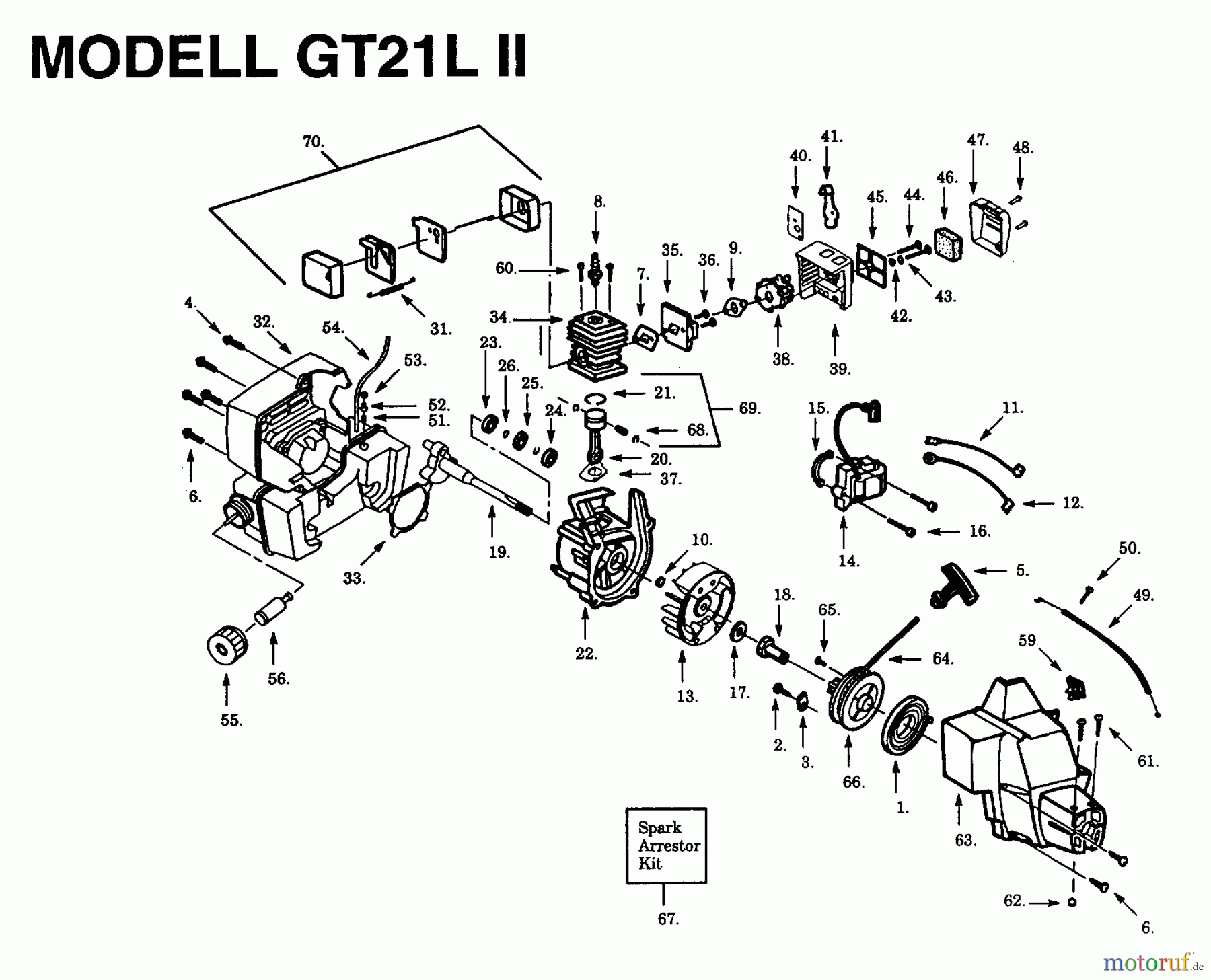 Jonsered Motorsensen, Trimmer GT21L - Jonsered String/Brush Trimmer (1993-01) ENGINE