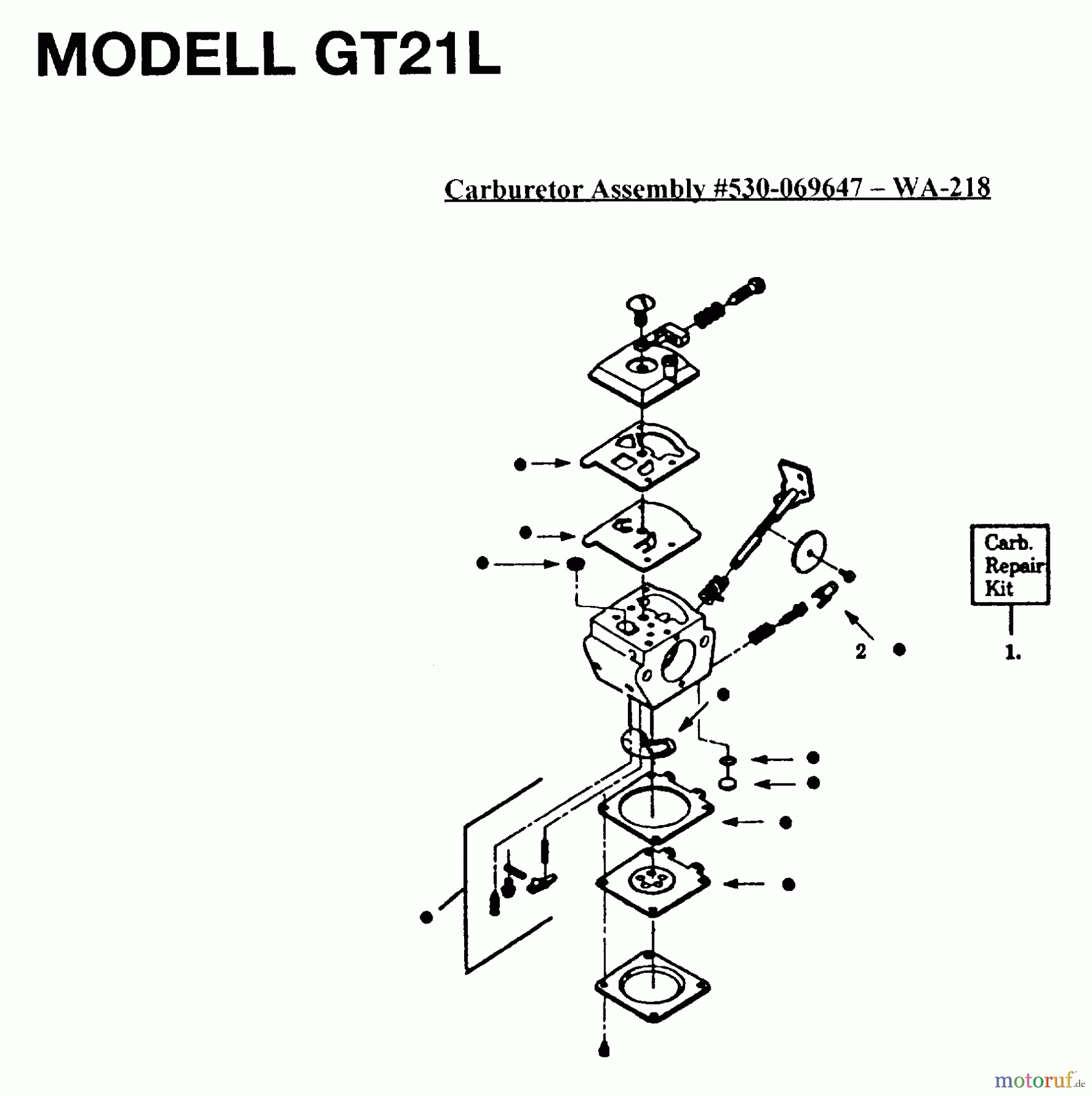 Jonsered Motorsensen, Trimmer GT21L - Jonsered String/Brush Trimmer (1995-05) CARBURETOR DETAILS