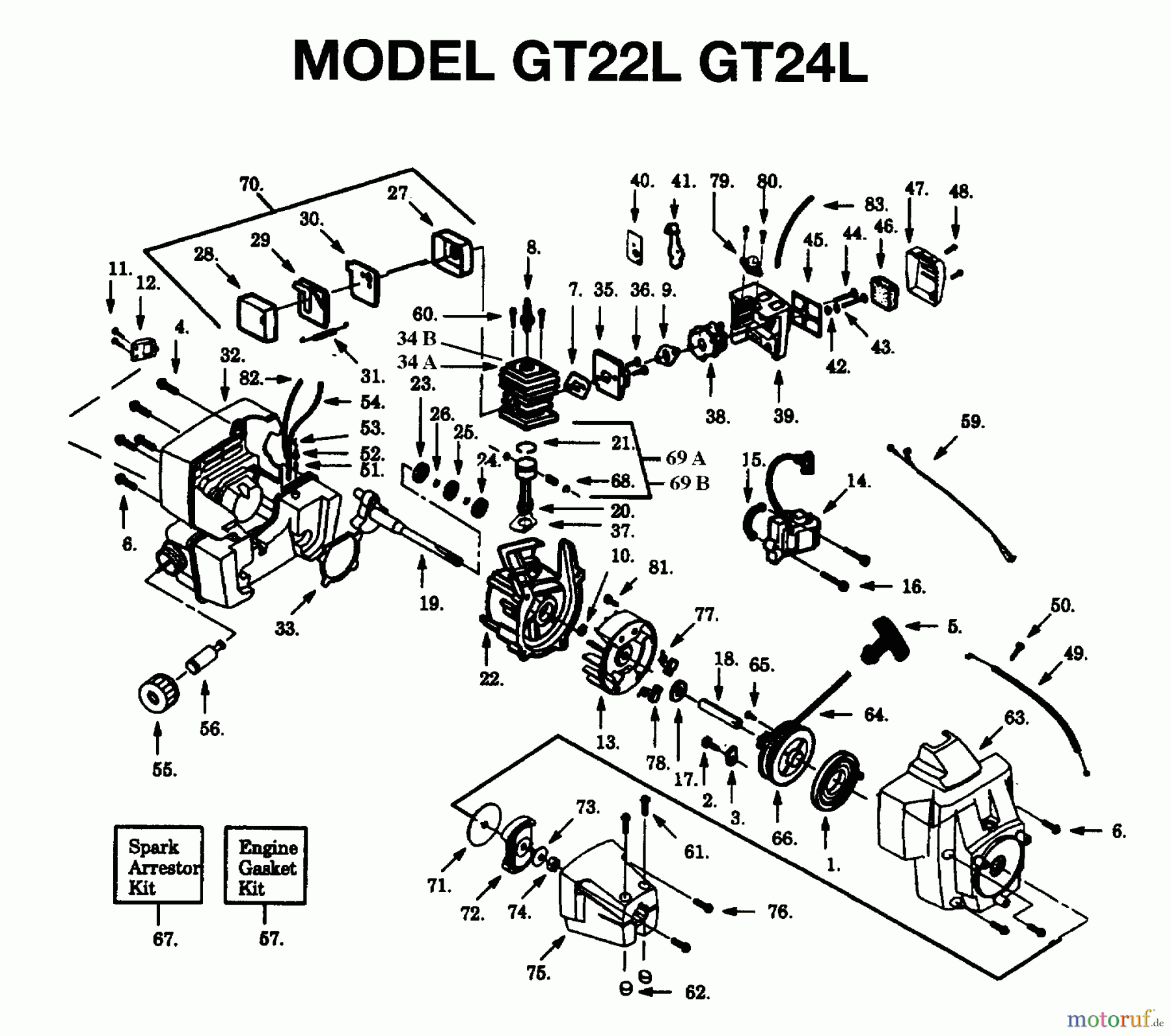 Jonsered Motorsensen, Trimmer GT24L - Jonsered String/Brush Trimmer (1996-03) ENGINE