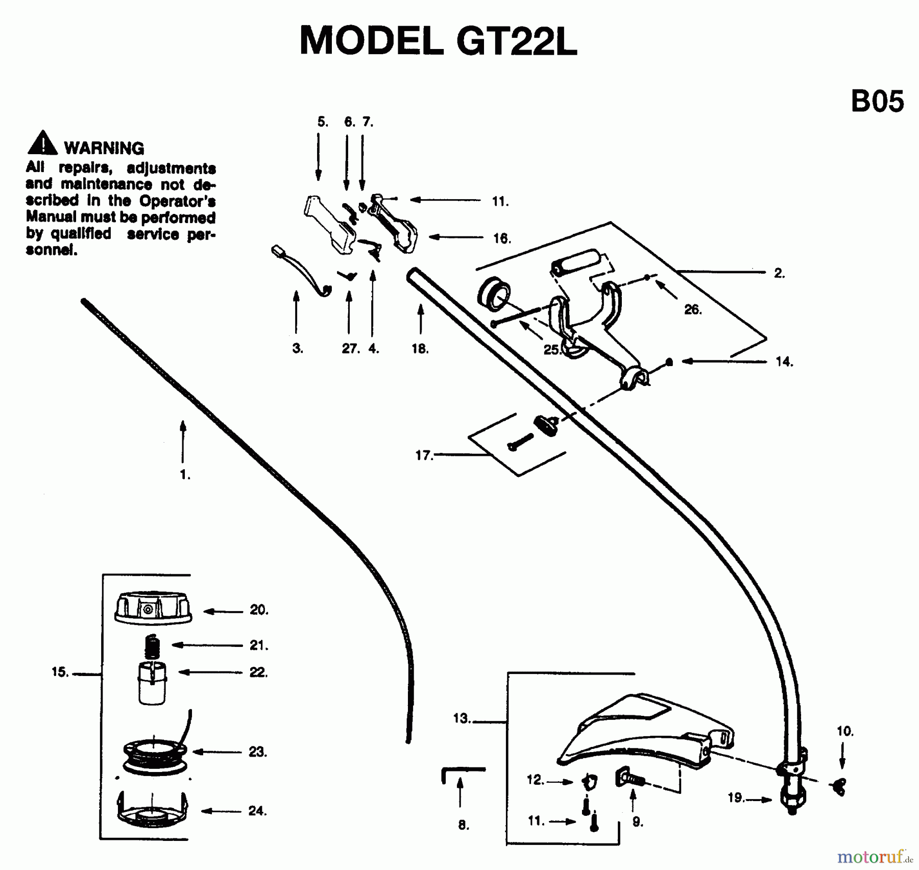 Jonsered Motorsensen, Trimmer GT24L - Jonsered String/Brush Trimmer (1996-03) SHAFT HANDLE #1