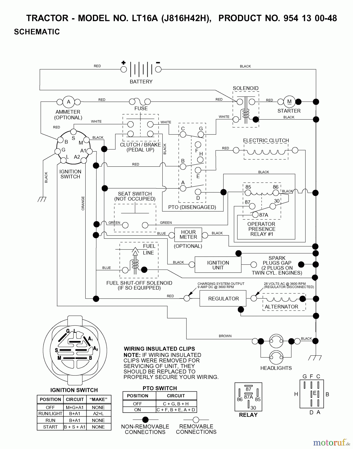 Jonsered Rasen und Garten Traktoren LT16A (J816H42H, 954130048) - Jonsered Lawn & Garden Tractor (2001-01) SCHEMATIC